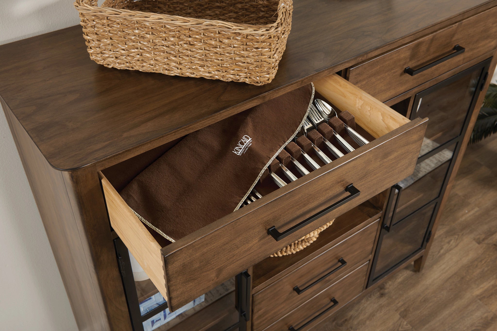 Kincaid Furniture Abode Kingsley Display Buffet in Warm Brunette
