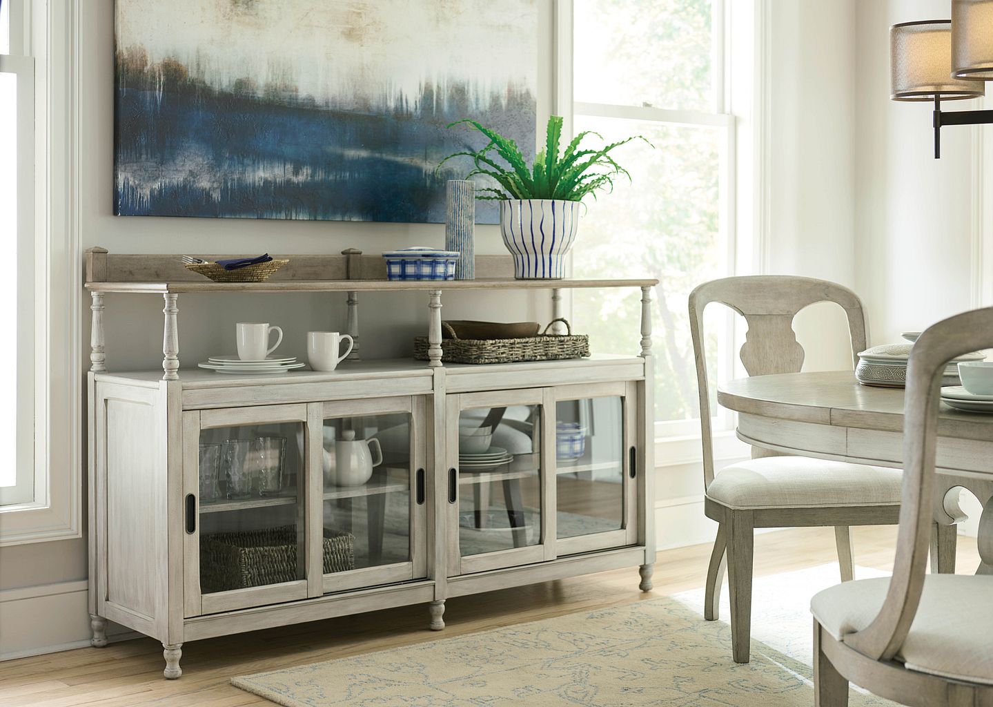 American Drew Litchfield Dorset Credenza in Sun Washed/Driftwood