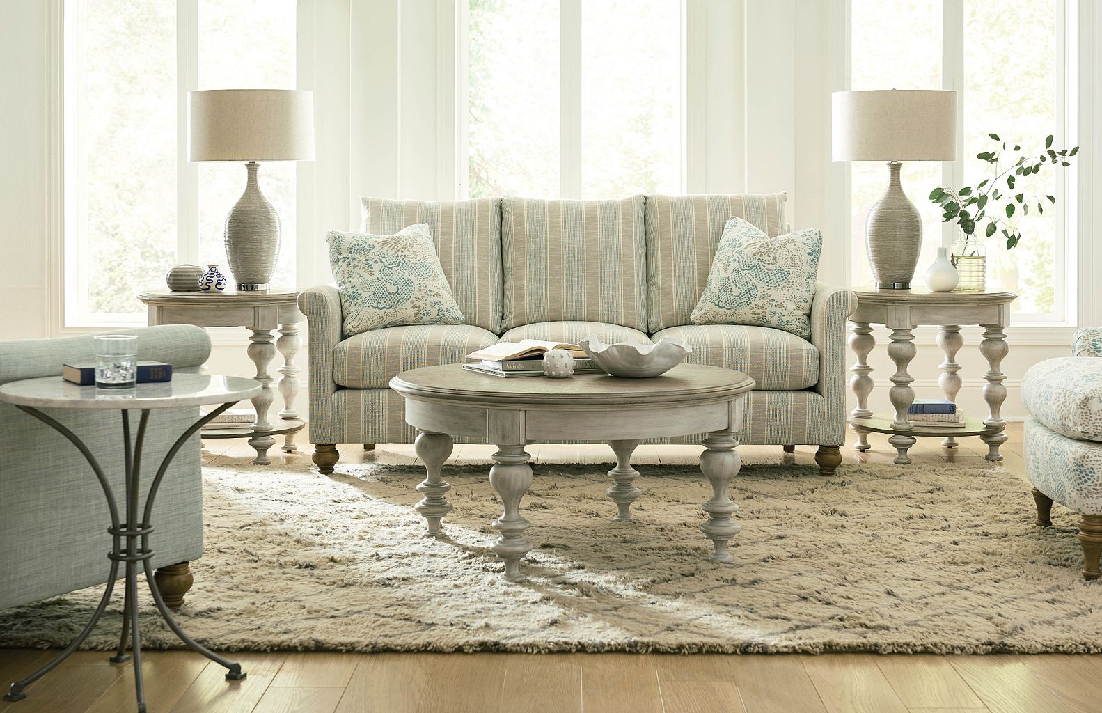 American Drew Litchfield Dover Chairside Table in White