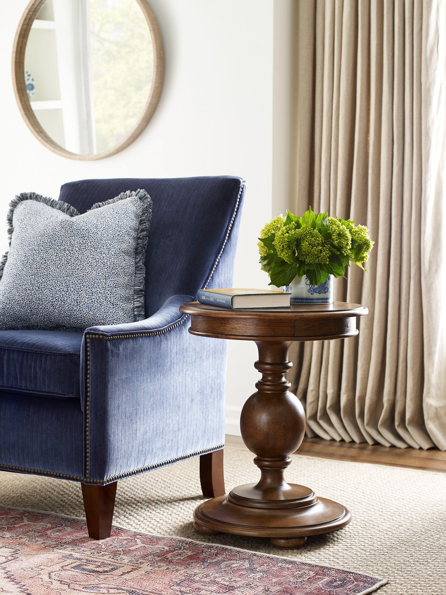 American Drew Berkshire Pearson Round End Table in Cognac