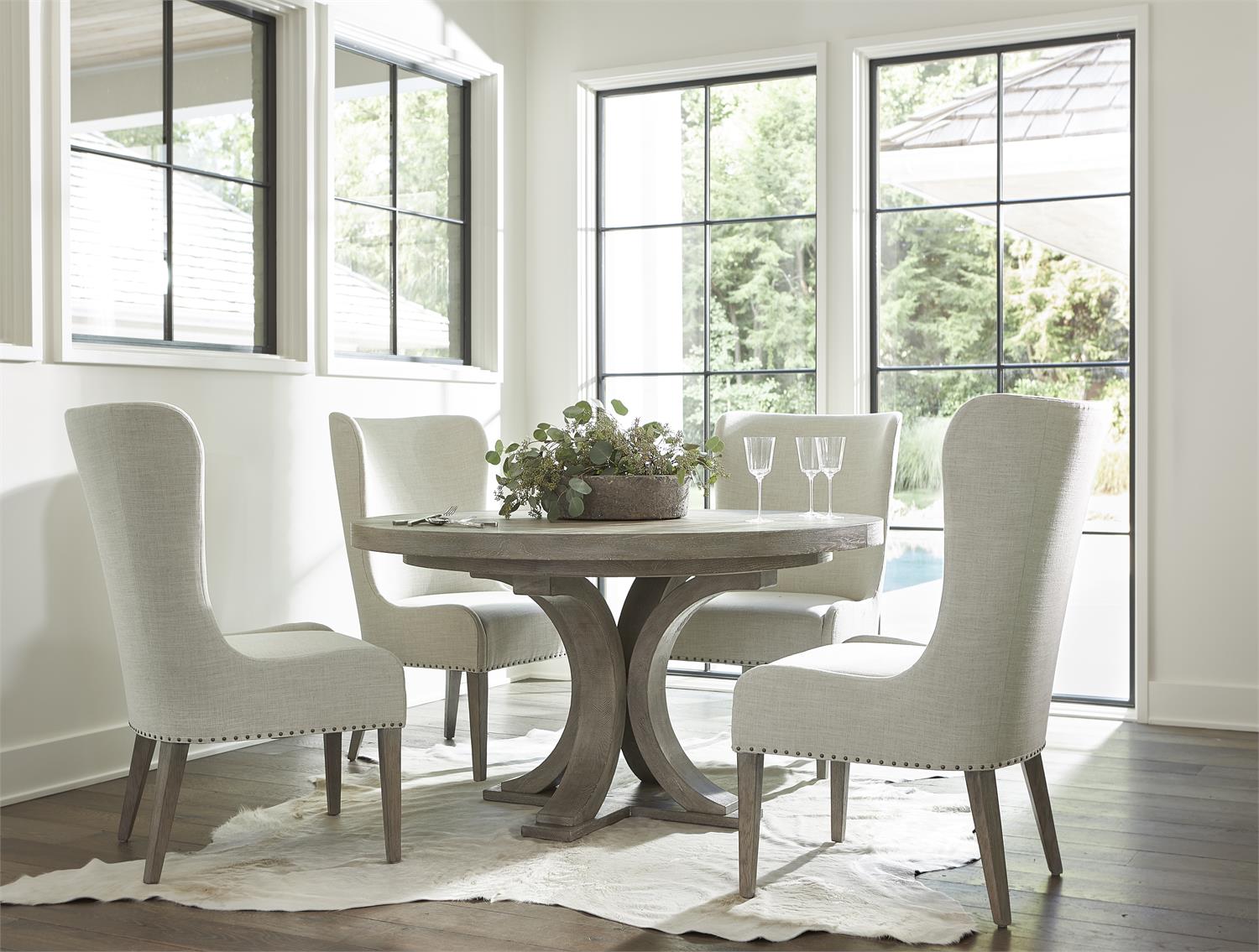 Bernhardt Furniture Albion Round Dining Table in Pewter