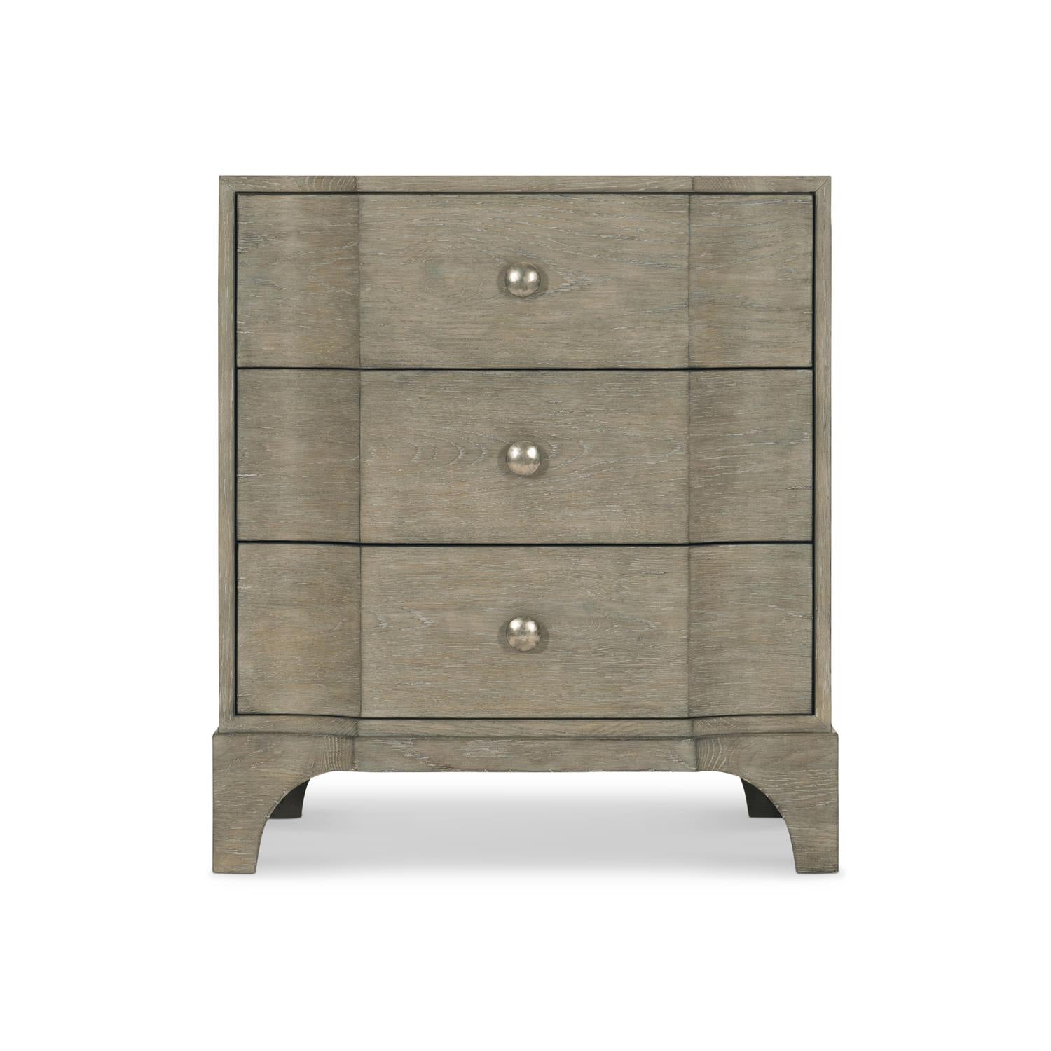 Bernhardt Furniture Albion Three Drawer Nightstand in Pewter