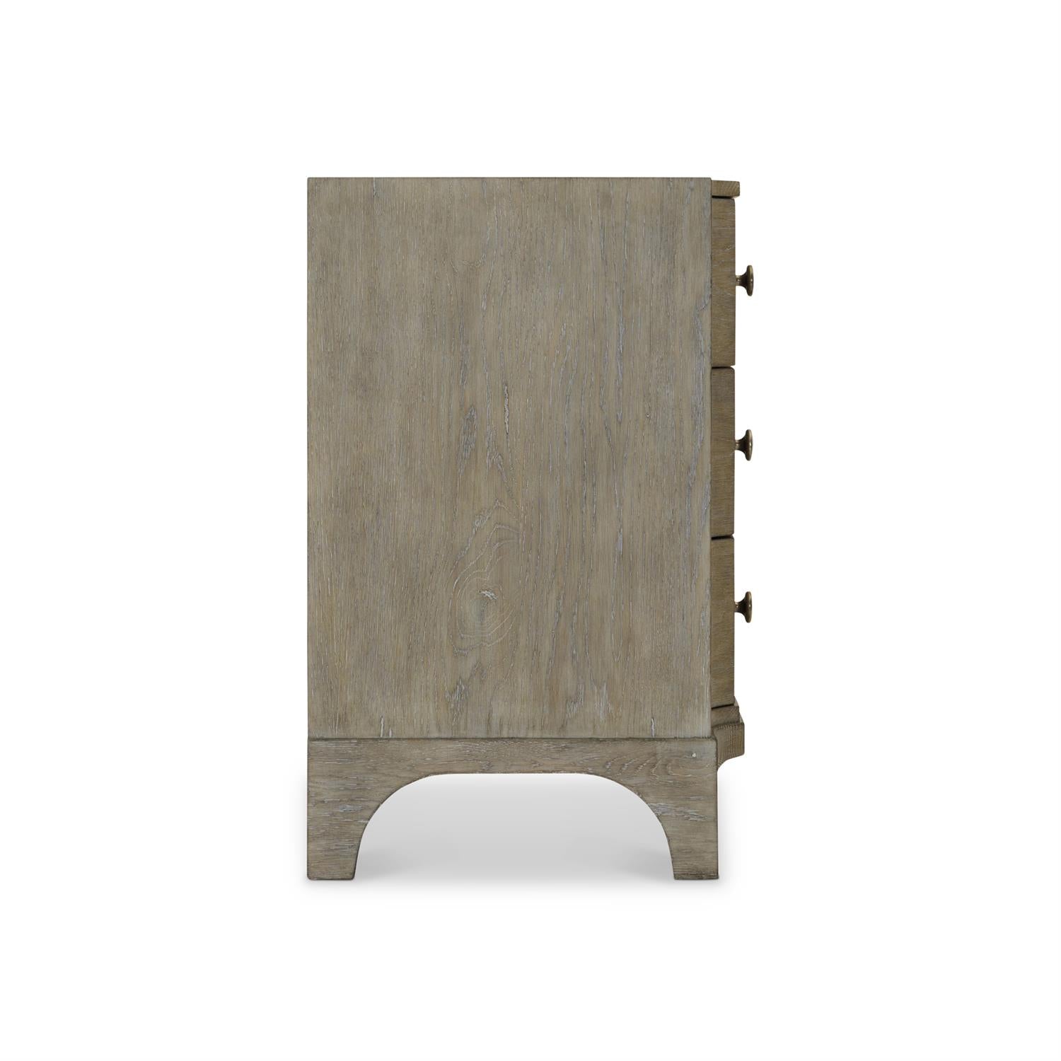 Bernhardt Furniture Albion Three Drawer Nightstand in Pewter