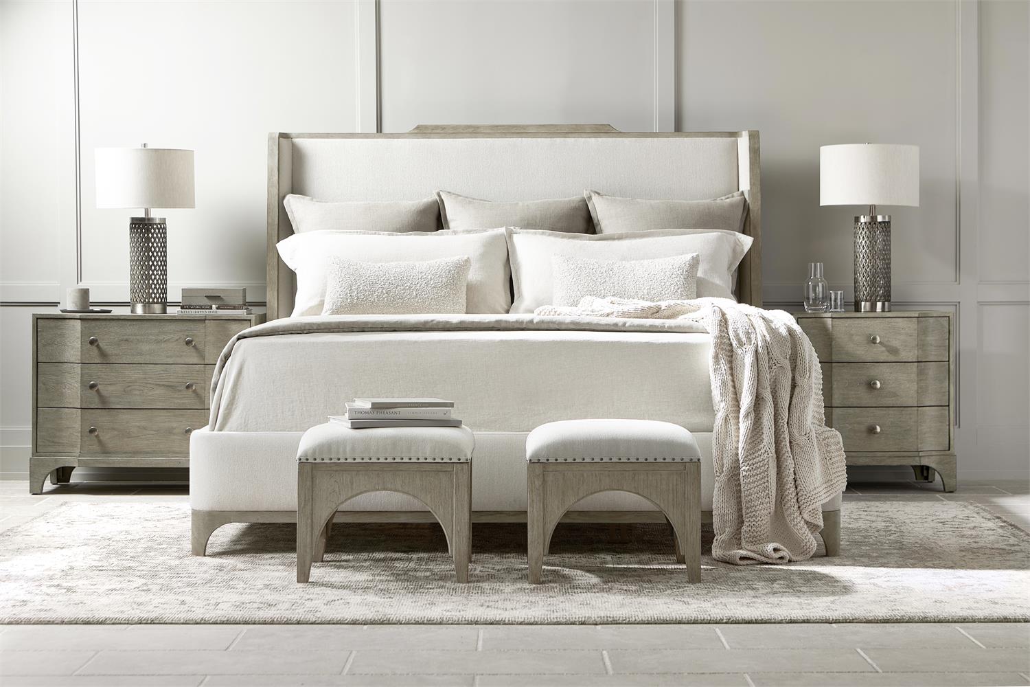 Bernhardt Furniture Albion Three Drawer Nightstand in Pewter