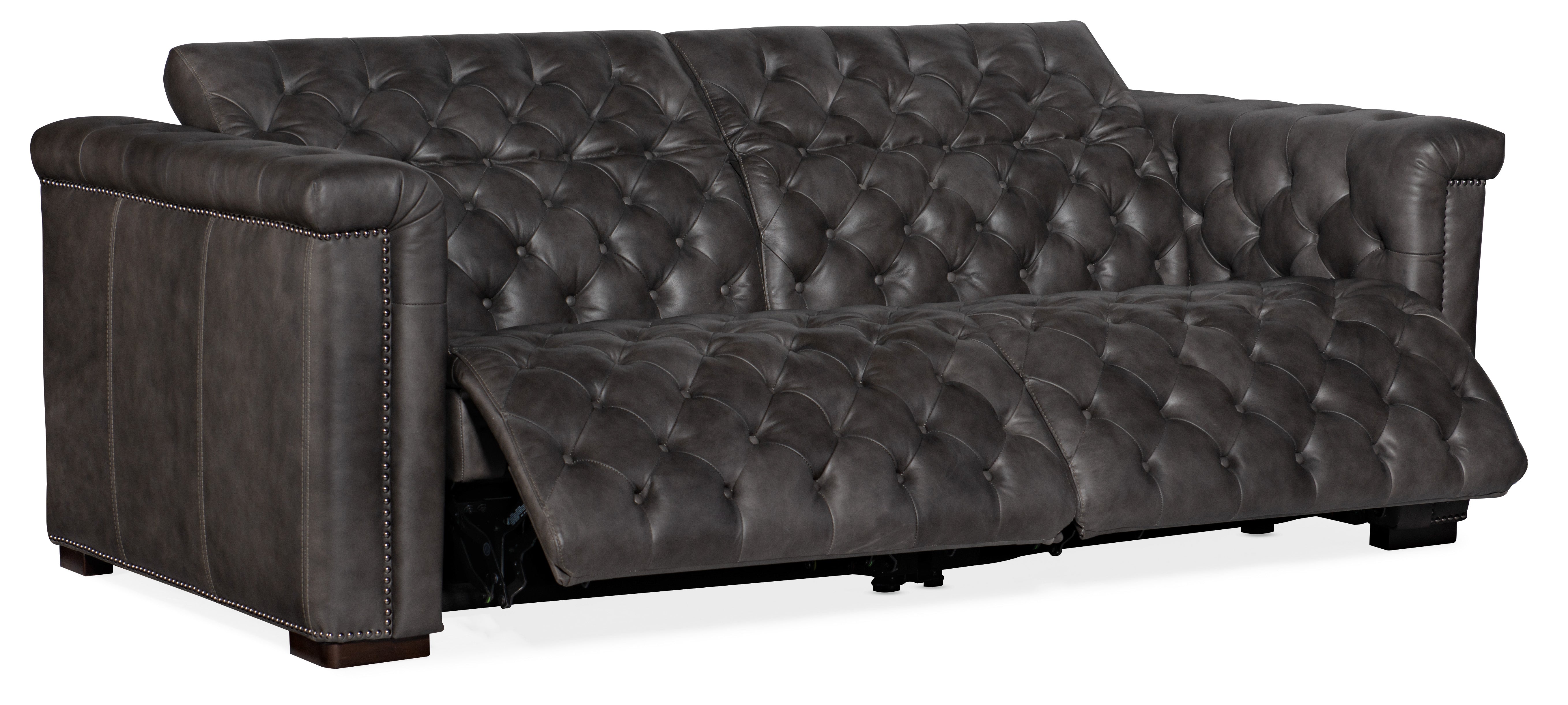 Hooker Furniture Savion 2 over 2 Sofa with Power Recline & Power Headrest in Grey