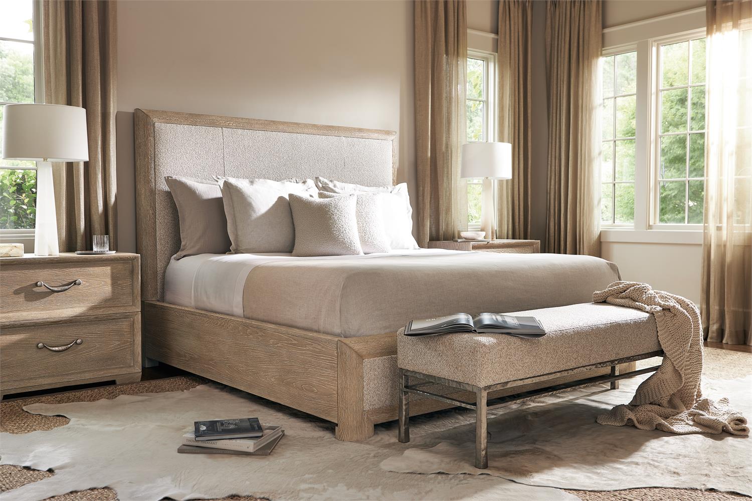 Bernhardt Furniture Aventura Upholstered Panel Bed in Marcona