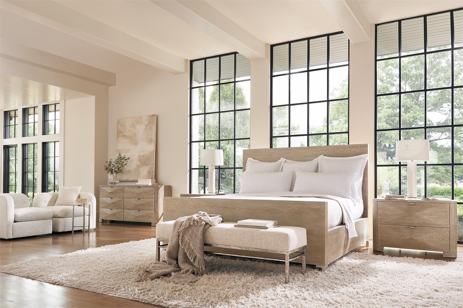Bernhardt Furniture Aventura Bench in Frosted Nickel