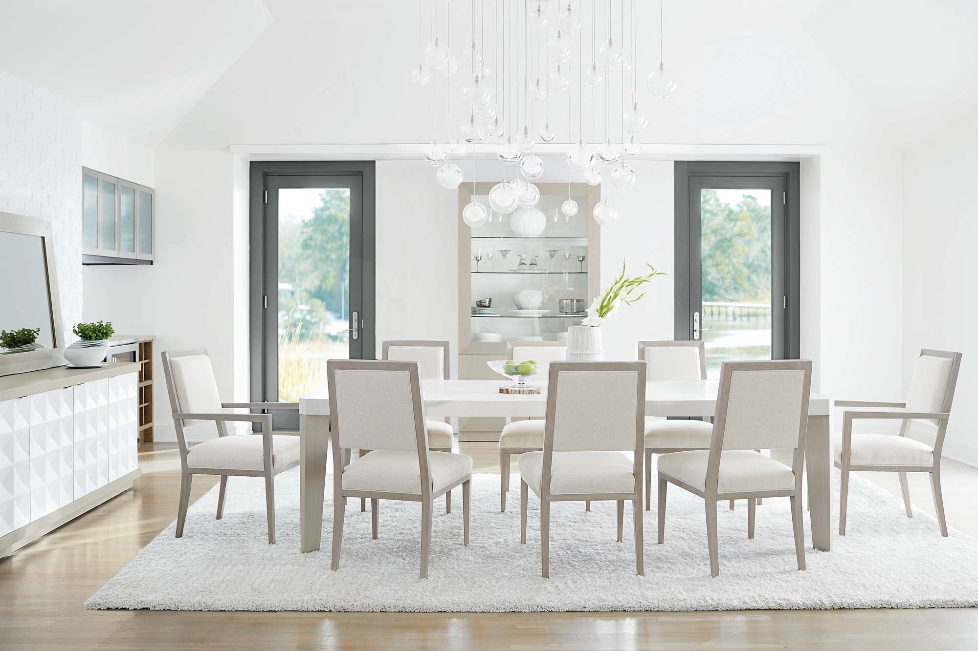 Bernhardt Furniture Axiom Rectangular Dining Table in Linear Grey