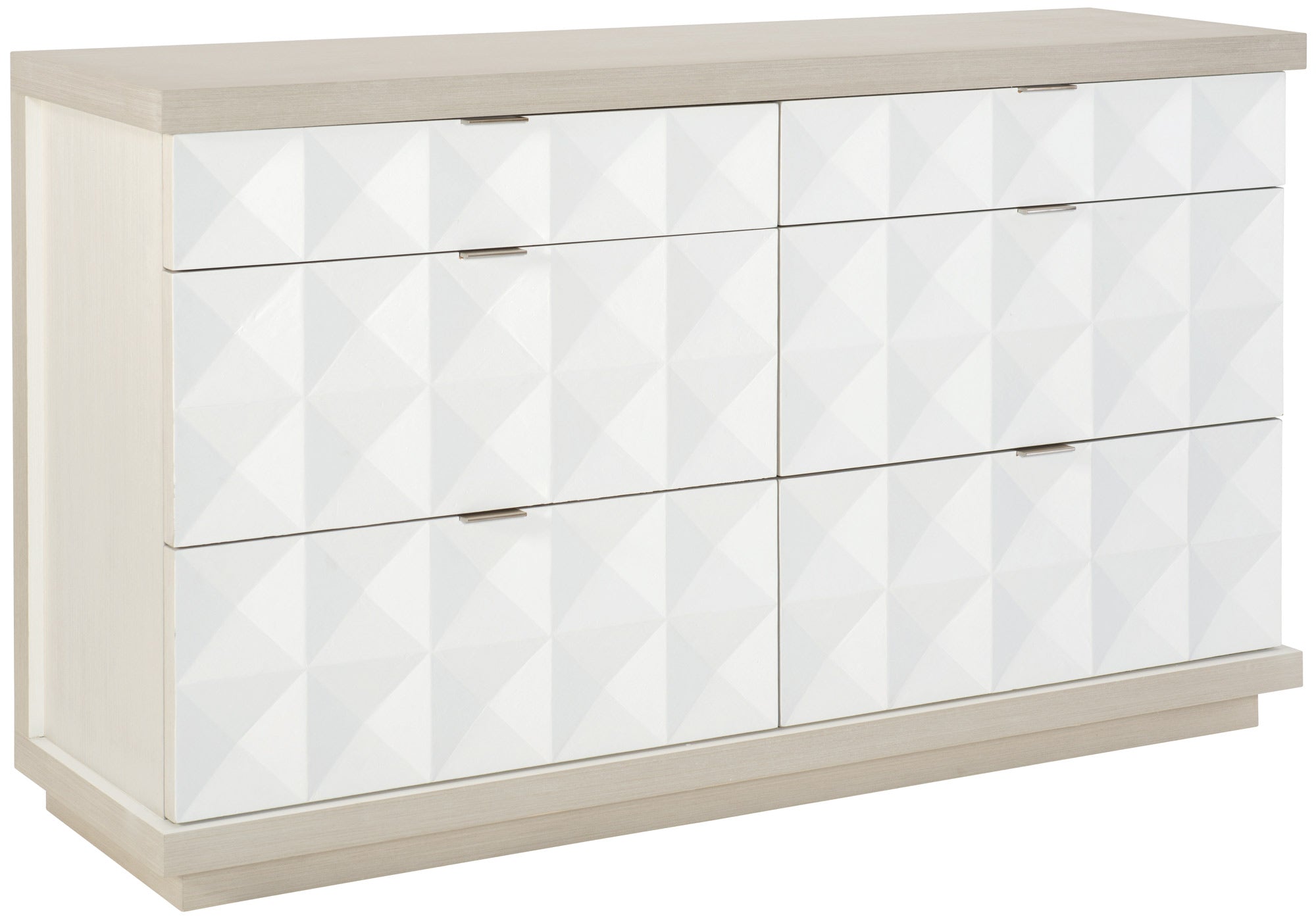 Bernhardt Furniture Axiom Six Drawer Dresser in Linear White & Gray