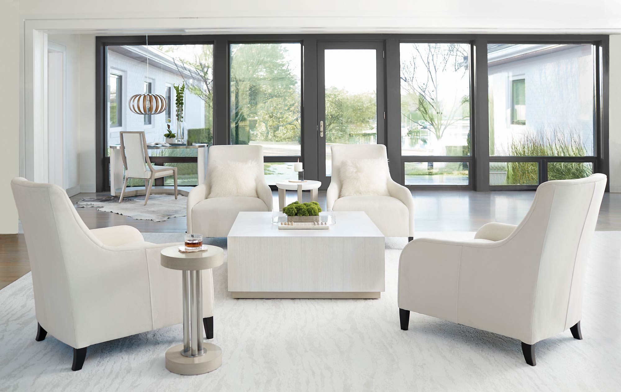 Bernhardt Furniture Axiom Accent Table in Linear White & Gray