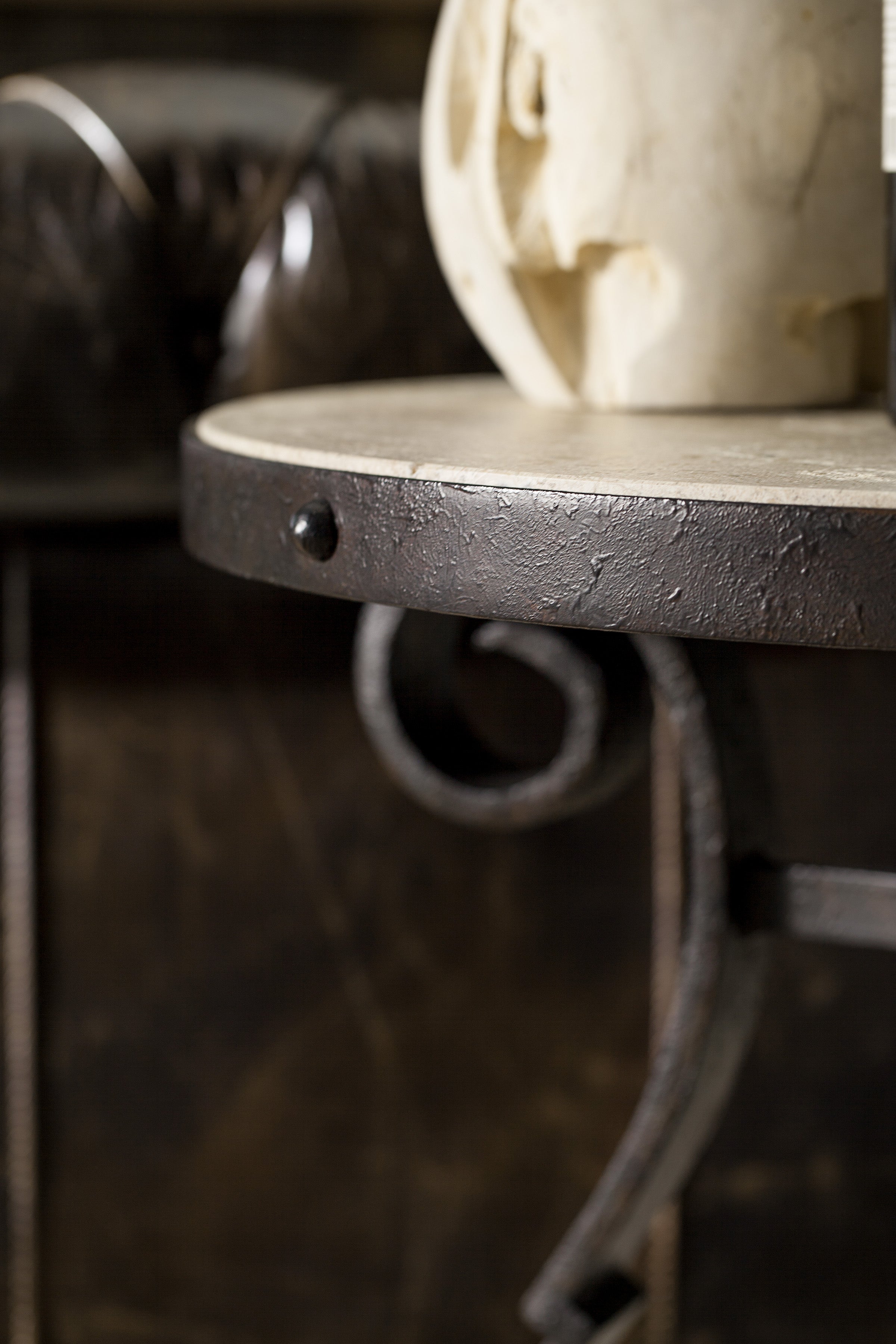 Hooker Furniture Luckenbach Metal and Stone End Table in Blacks
