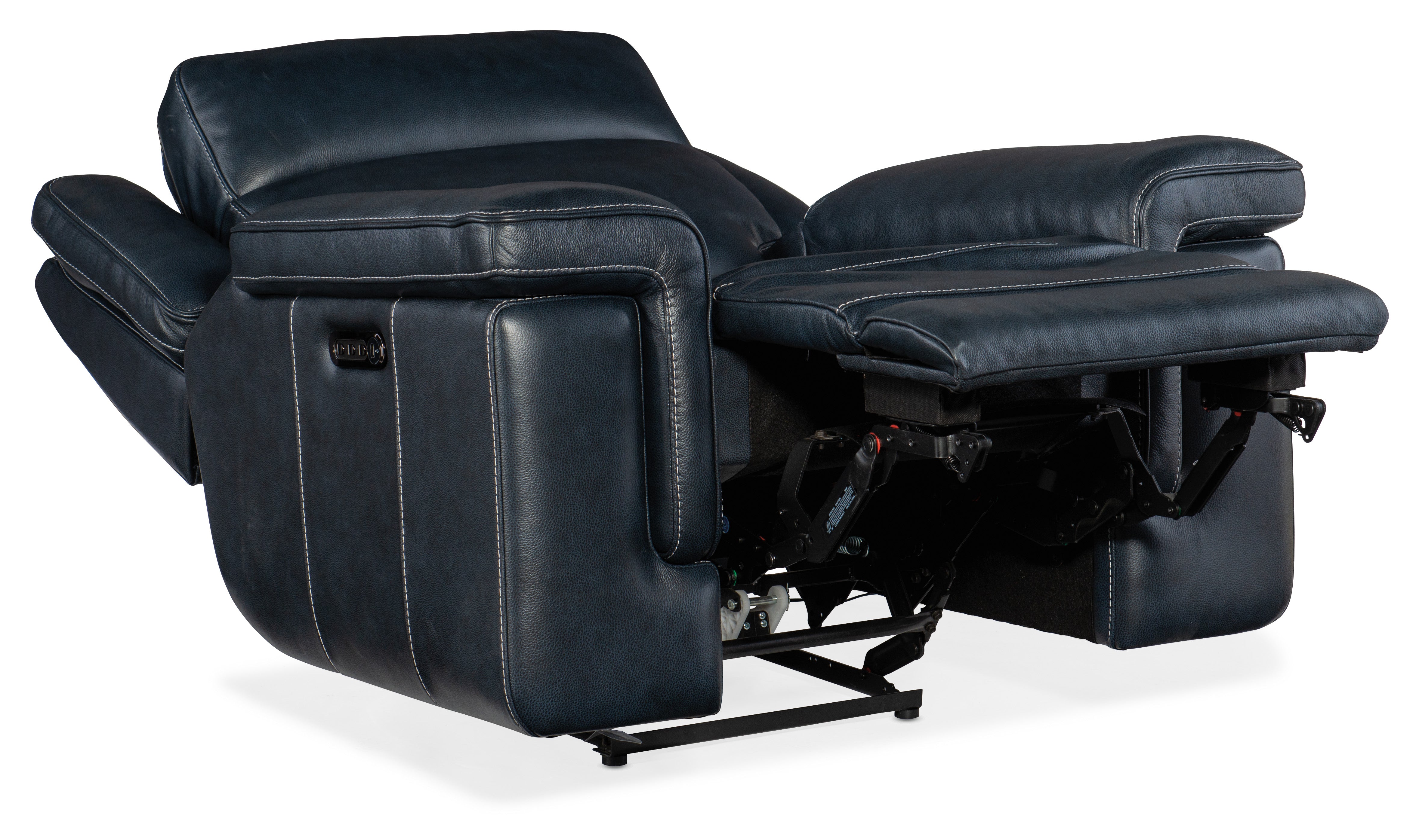 Hooker Furniture Montel Lay Flat Power Recliner with Power Headrest & Lumbar in Dark Blue