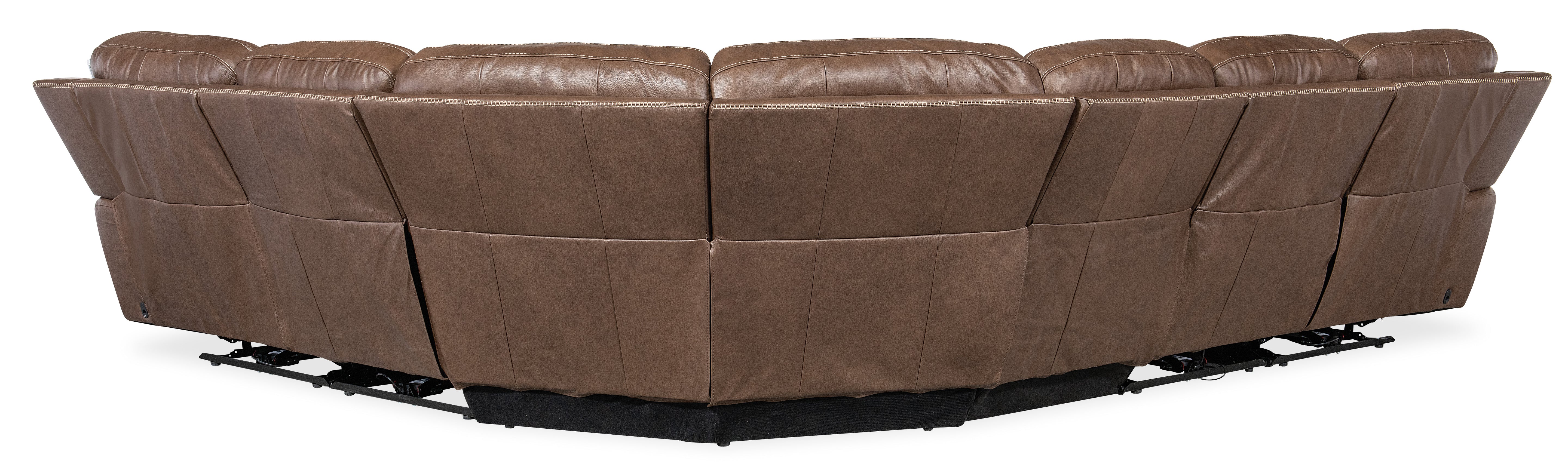 Hooker Furniture Torres 6 Piece Sectional with Power Recline & Power Headrest in Medium Brown