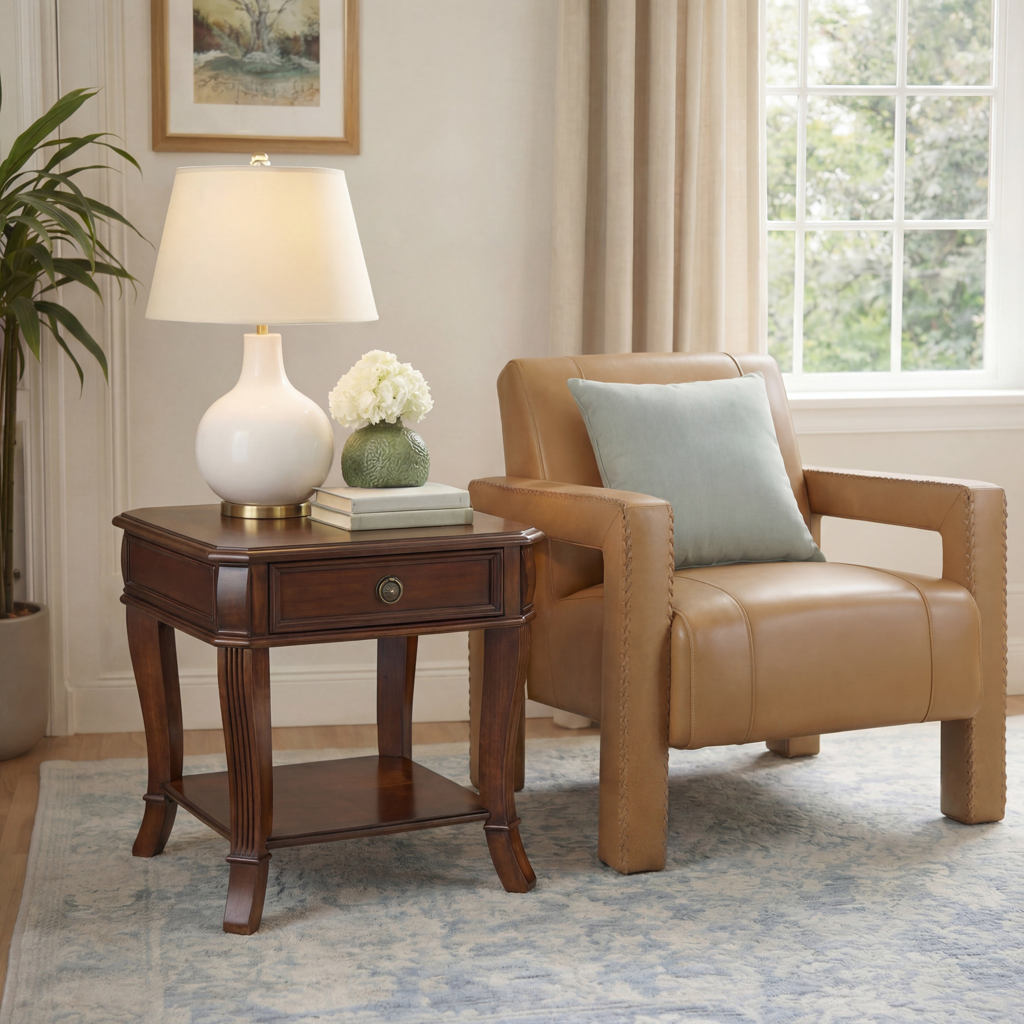 Hooker Furniture Brookhaven End Table in Medium Brown