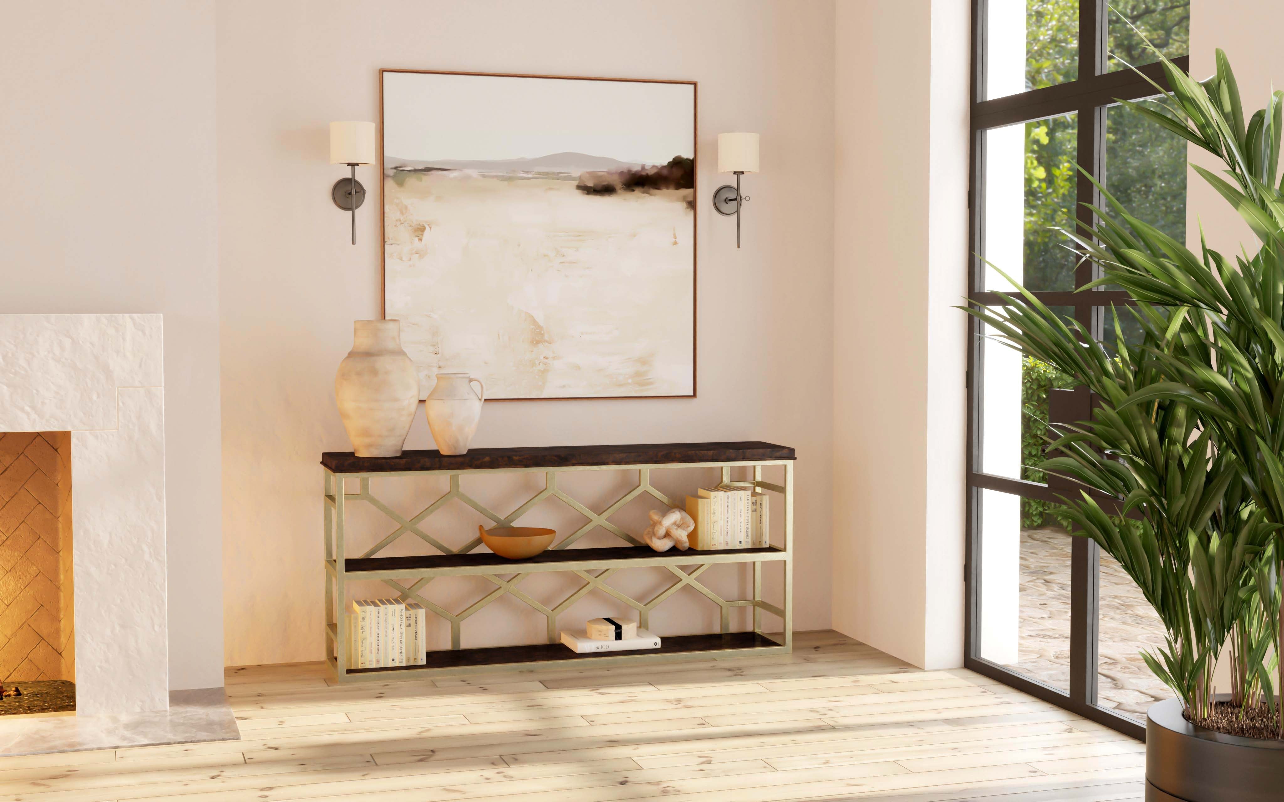 Hooker Furniture Melange Giles Console Table in Dark Brown
