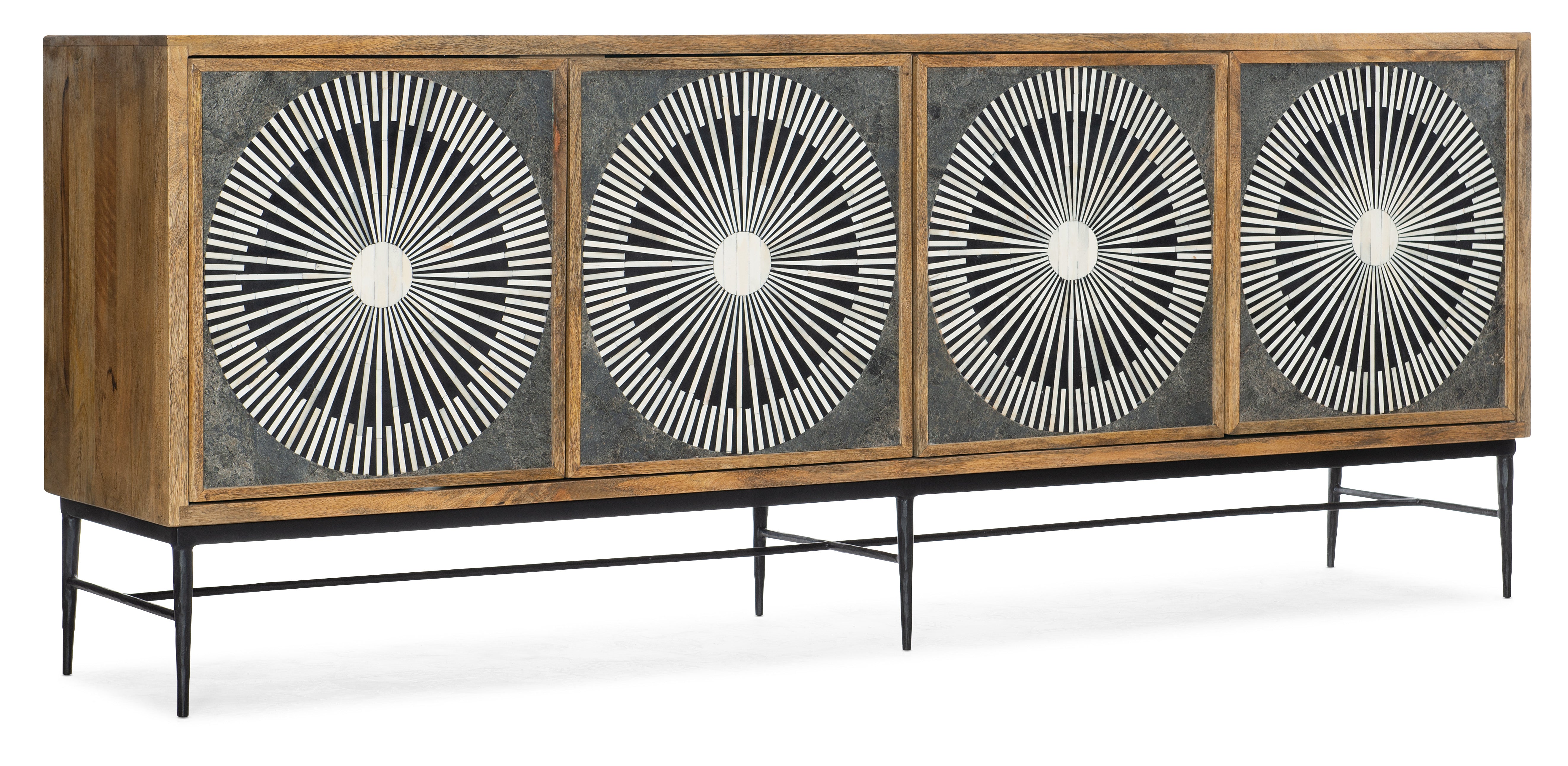 Hooker Furniture Commerce & Market Giovanni Entertainment Console in Medium Brown