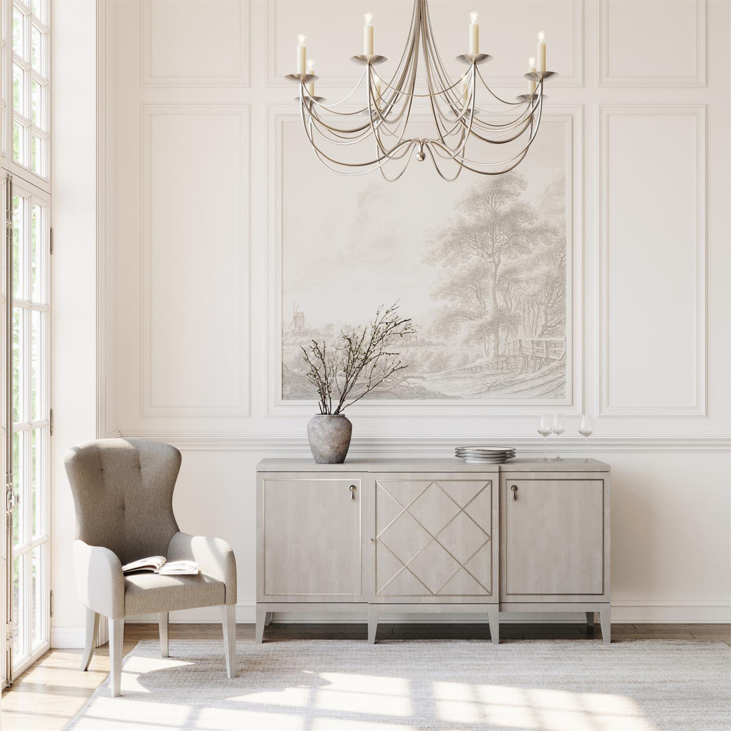 Bernhardt Furniture Cornelia Dining Arm Chair in Nebbia