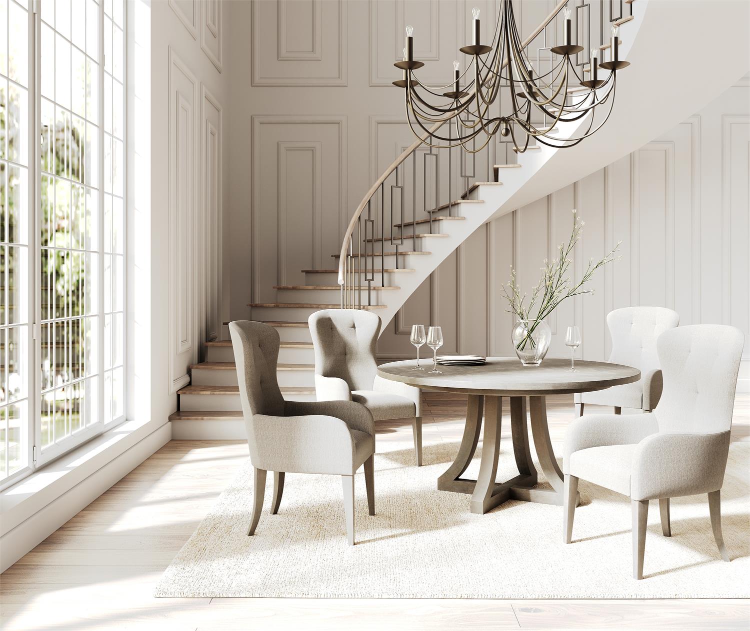 Bernhardt Furniture Cornelia Round Dining Table in Nebbia