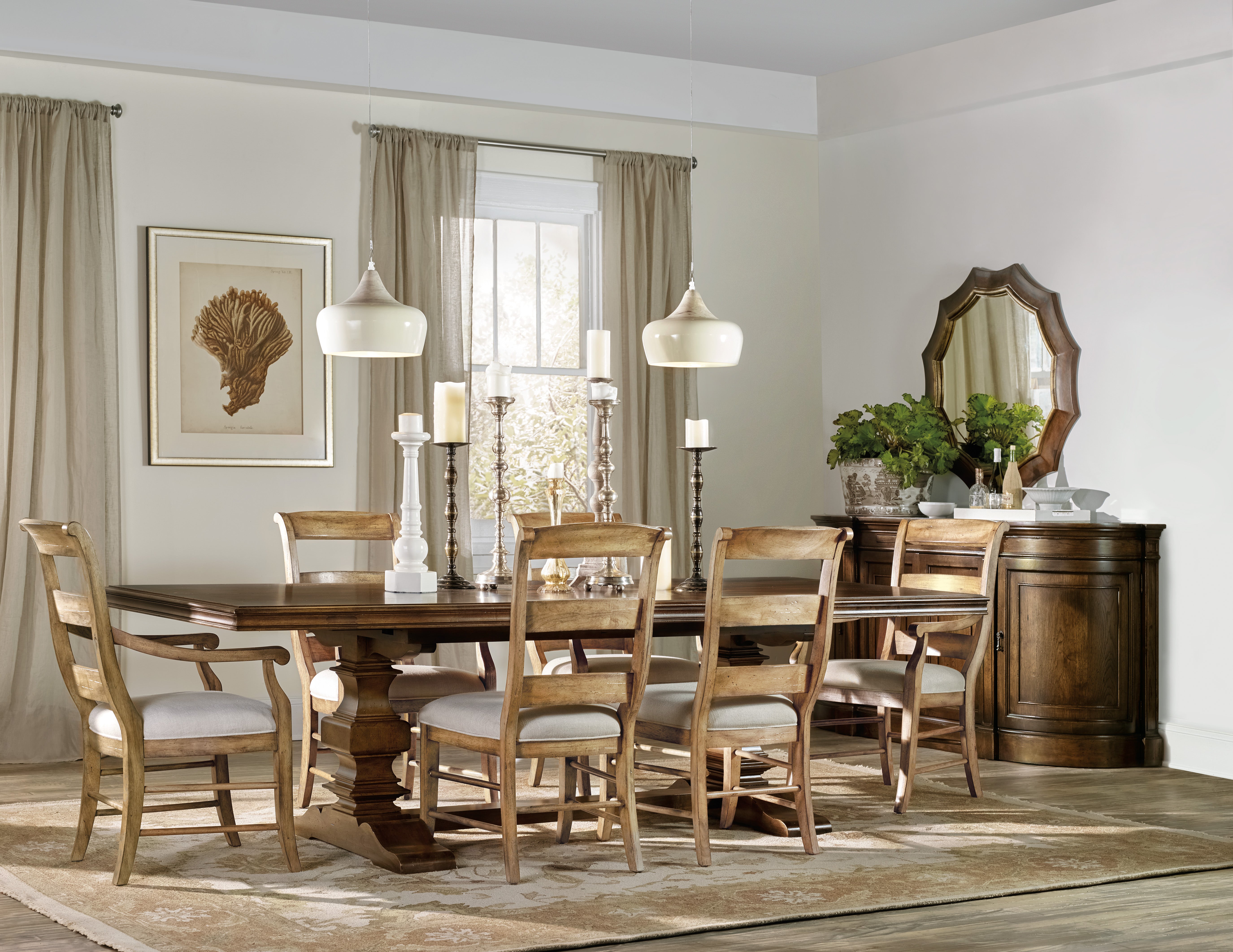 Hooker Furniture Archivist Trestle Table with 2-18in Leaves