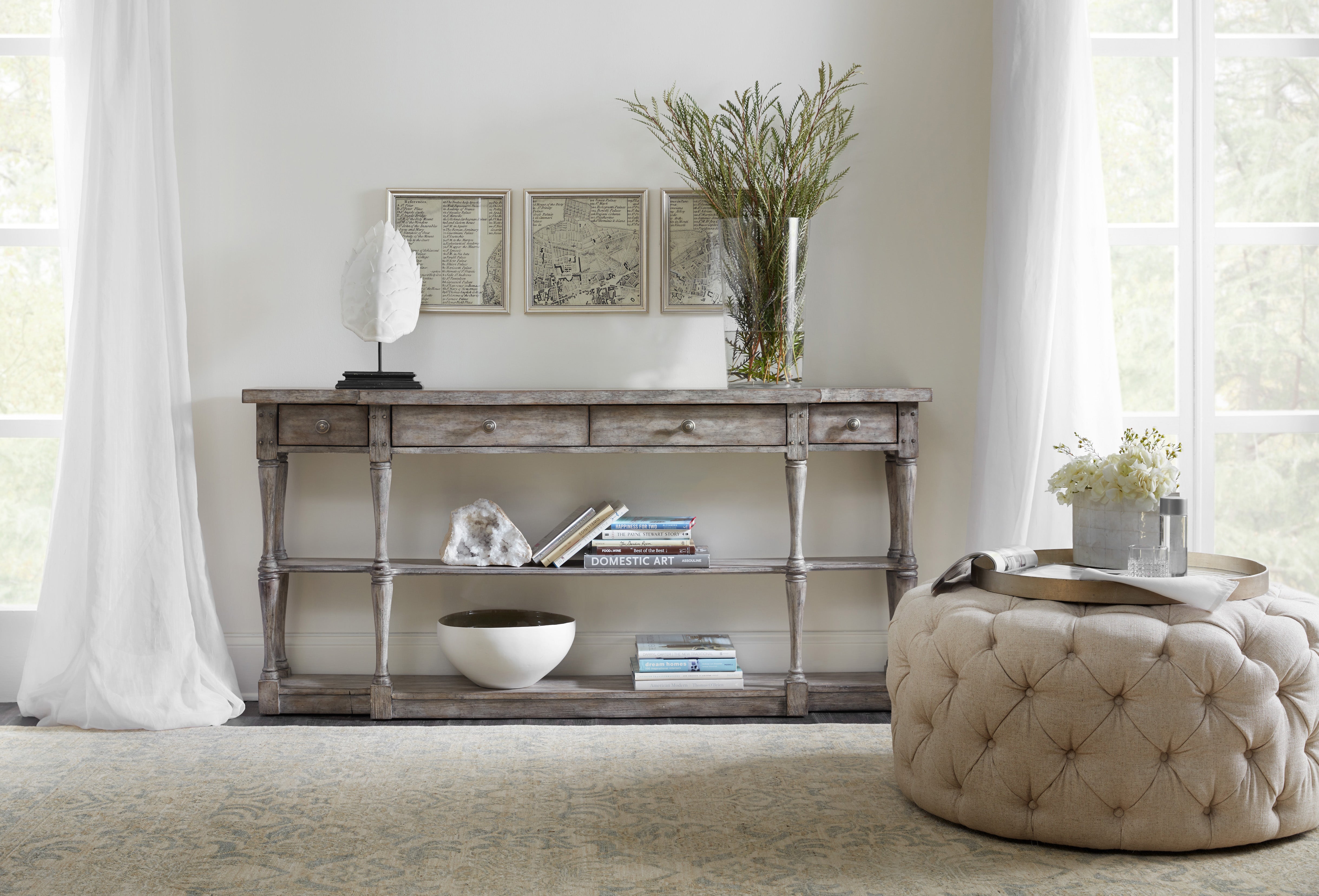 Hooker Furniture Sanctuary Four-Drawer Console in Gray