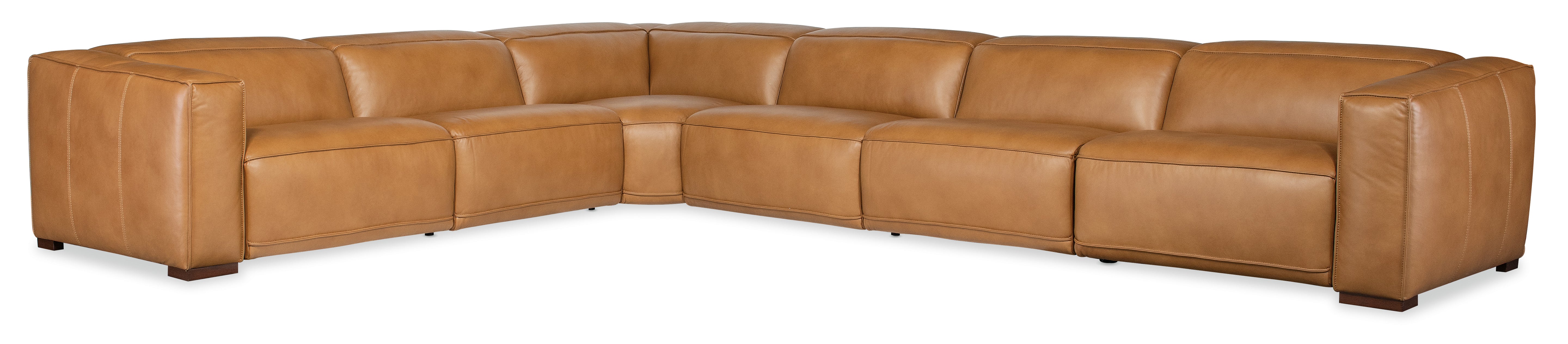Hooker Furniture Fresco 6 Seat Sectional 4-Power Recline & Power Headrest in Brown
