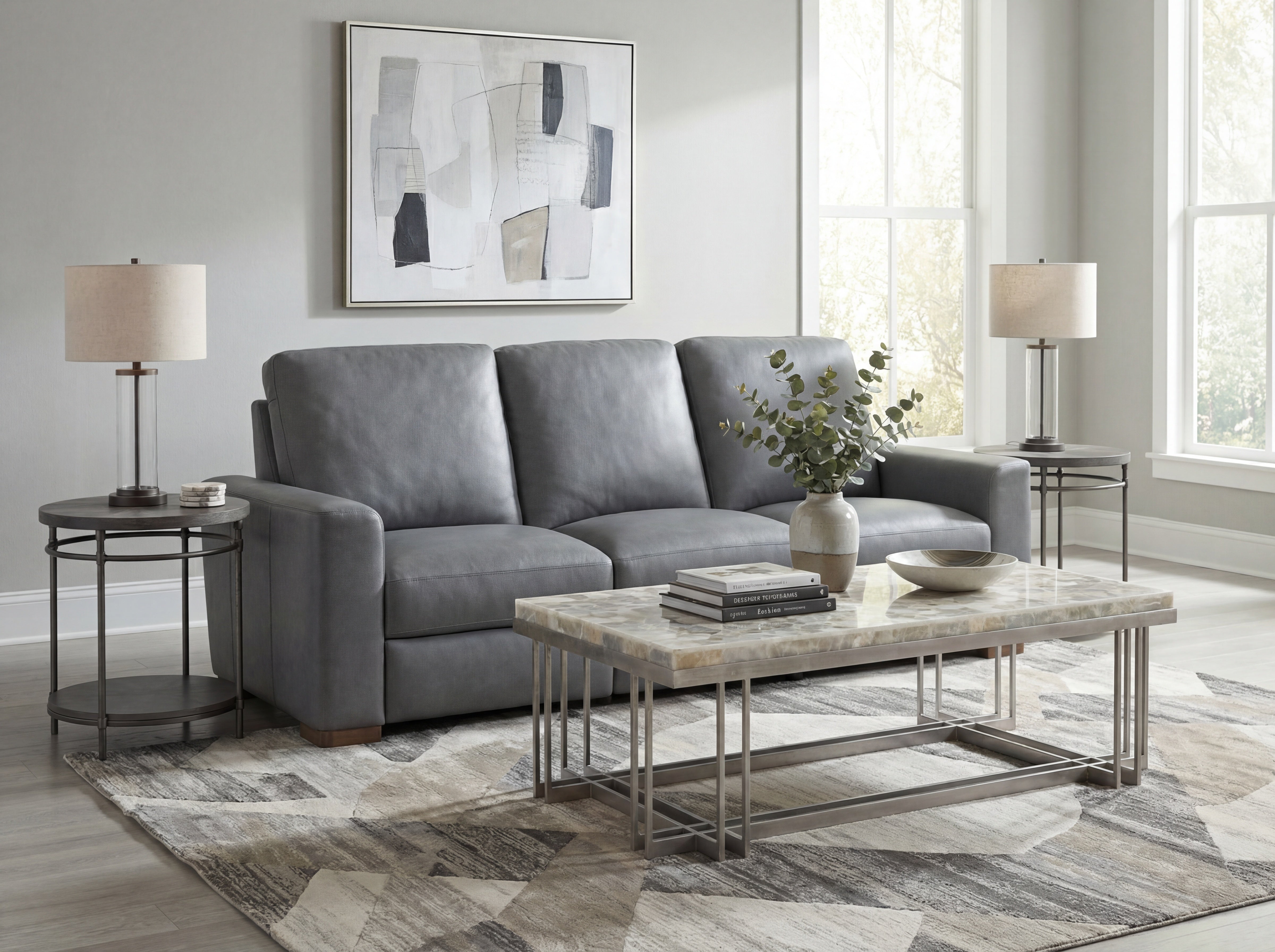 Hooker Furniture Optimus Three Seat Sofa in Grey