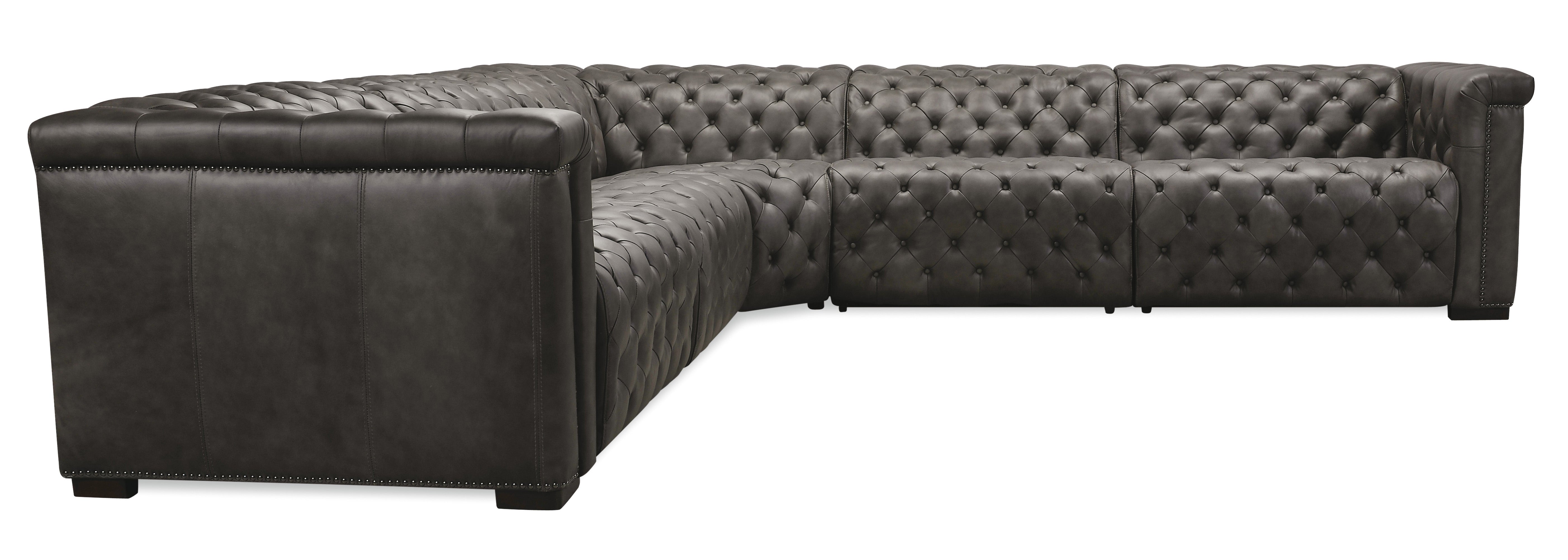 Hooker Furniture Savion Grandier 5-Piece Sectional with Power Recline & Power Headrest in Grey