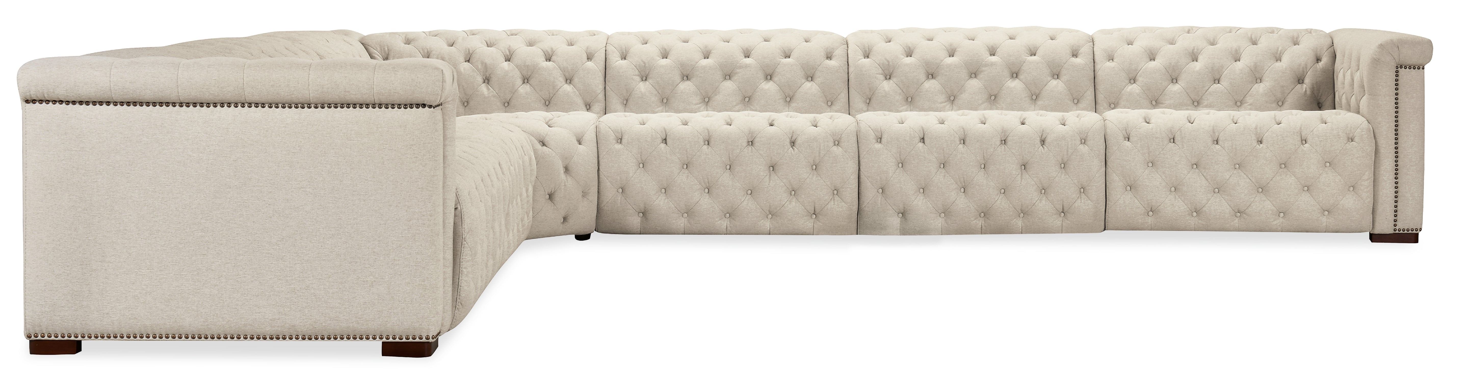 Hooker Furniture Savion Deux 6 Seat Sectional with Four Power Recliners and Seven Power Headrests in Beige