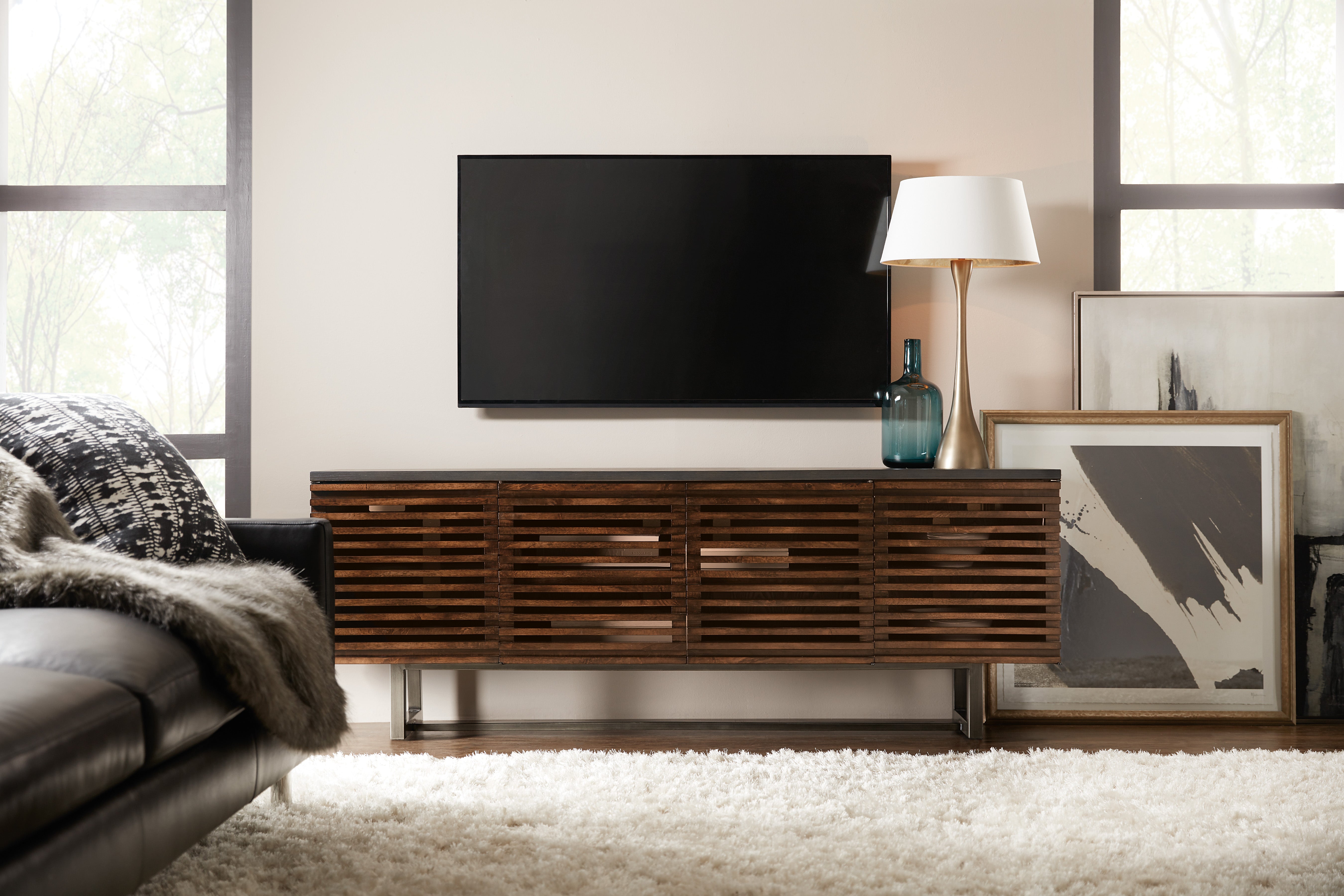 Hooker Furniture Solstice 78in Entertainment Console in Medium Brown
