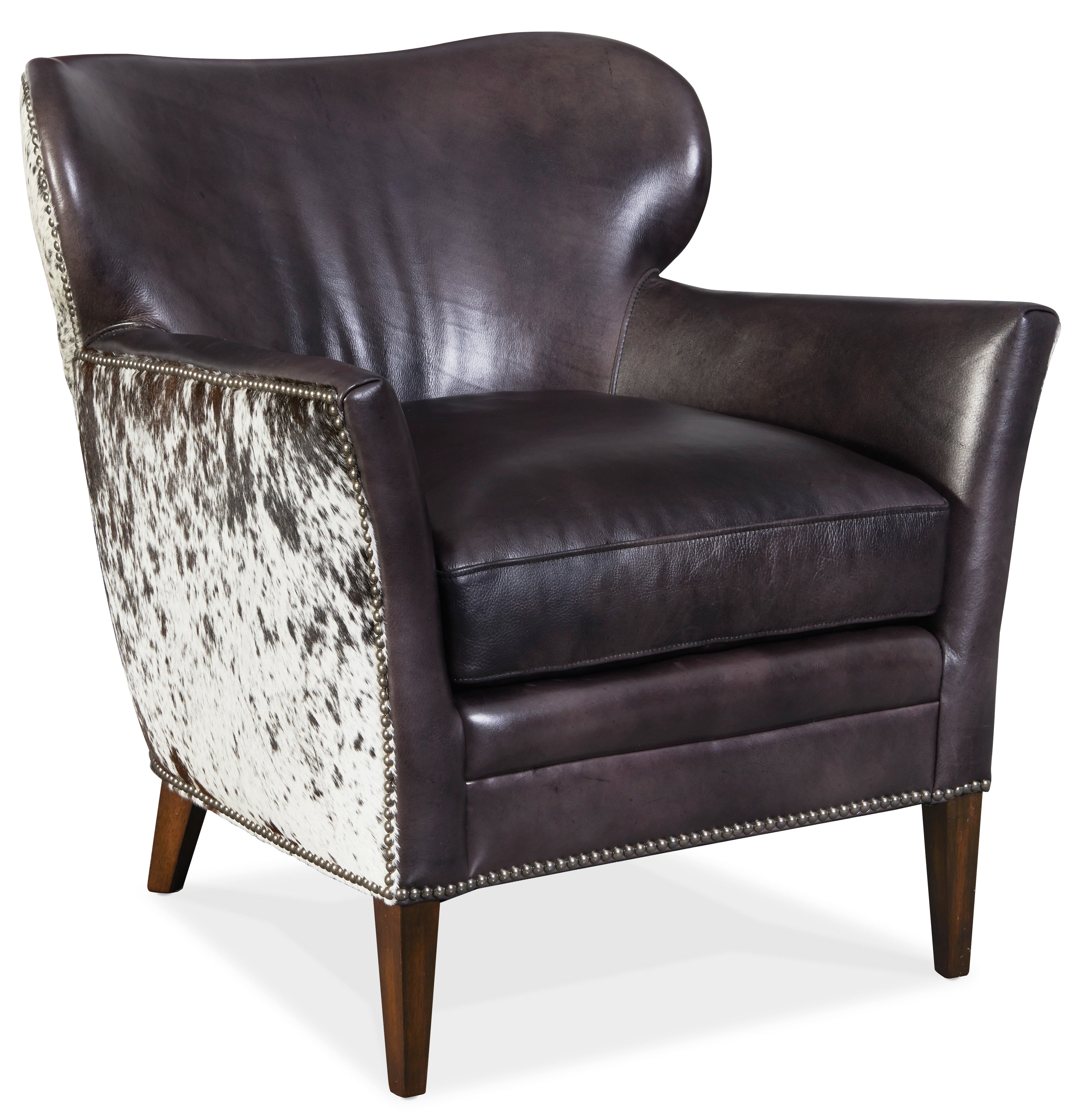 Hooker Furniture Kato leather Club Chair with Salt Pepper HOH in Dark Brown