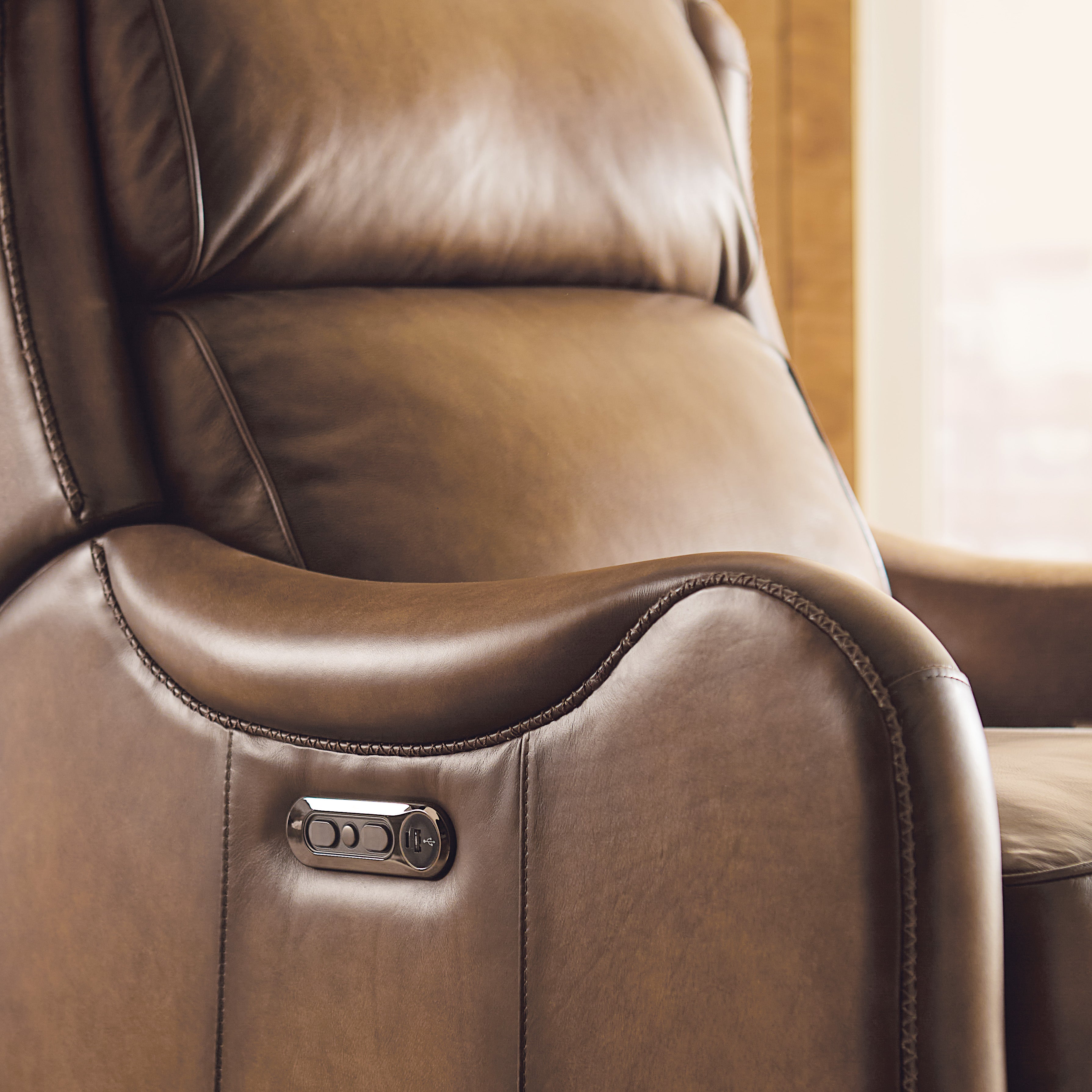 Hooker Furniture Carrington Power Recliner w/Power Headrest in Brown