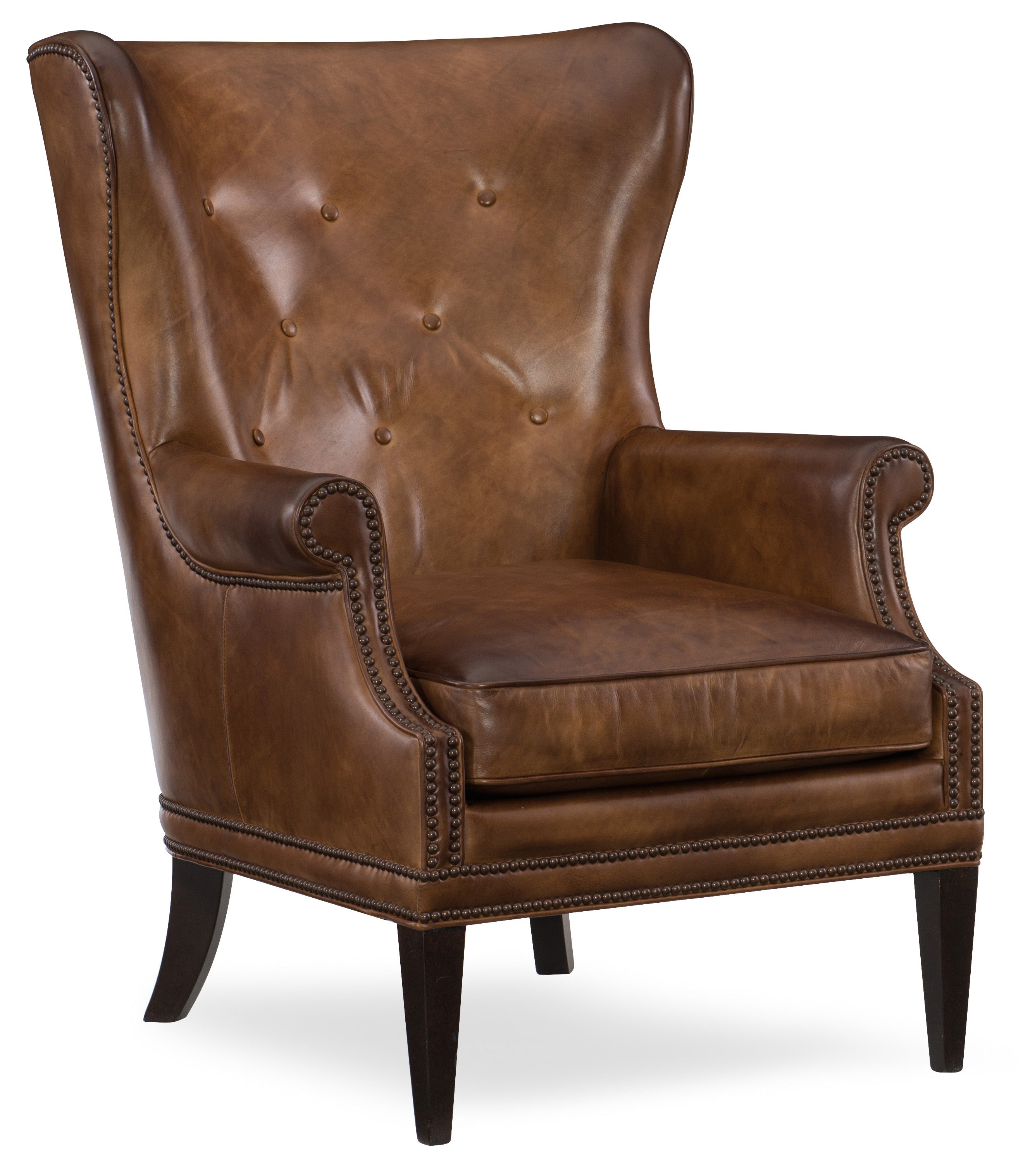 Hooker Furniture Maya Wing Club Chair in Medium Brown