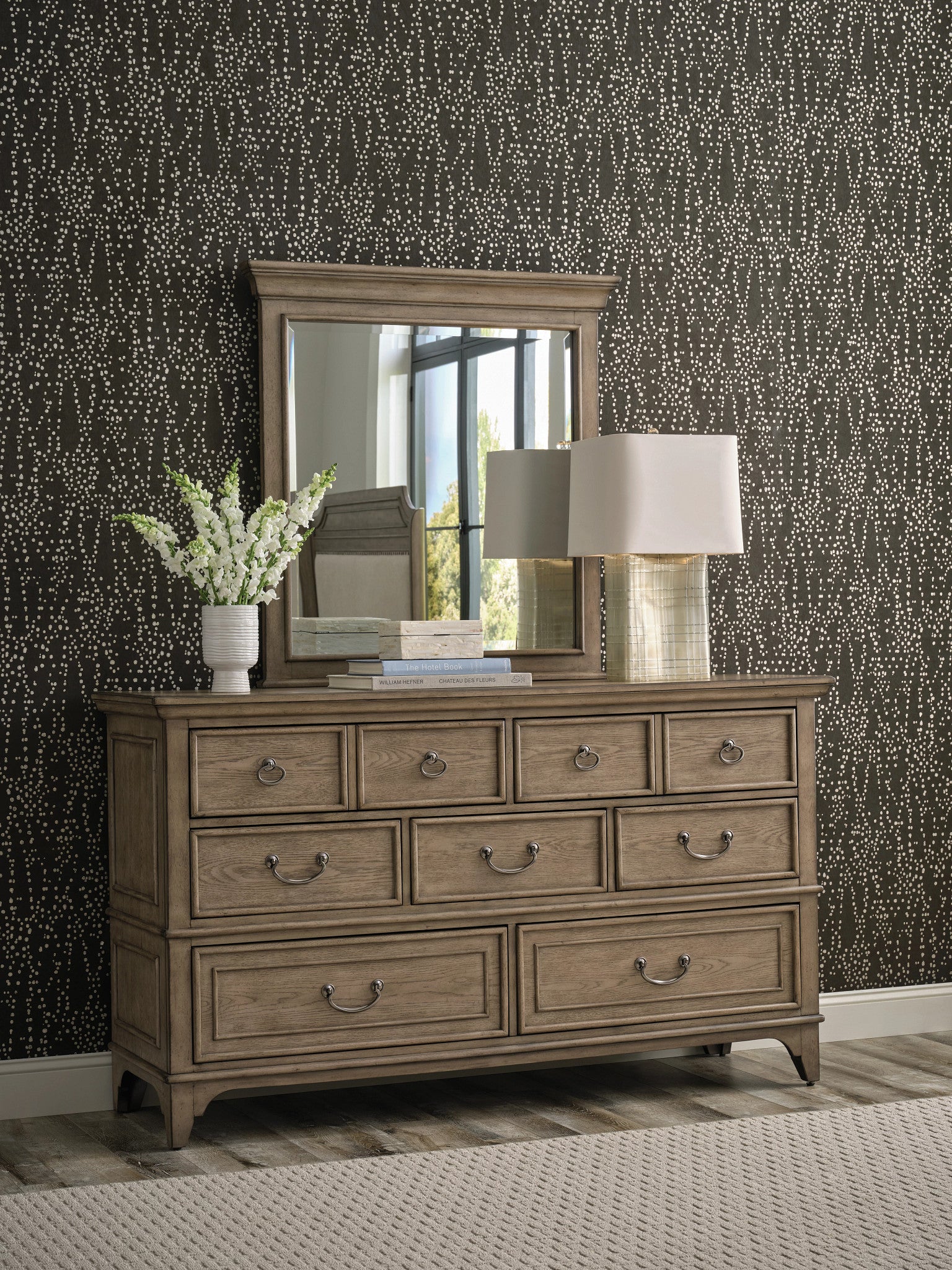 American Drew Carmine Lynne Portrait Mirror in Latte