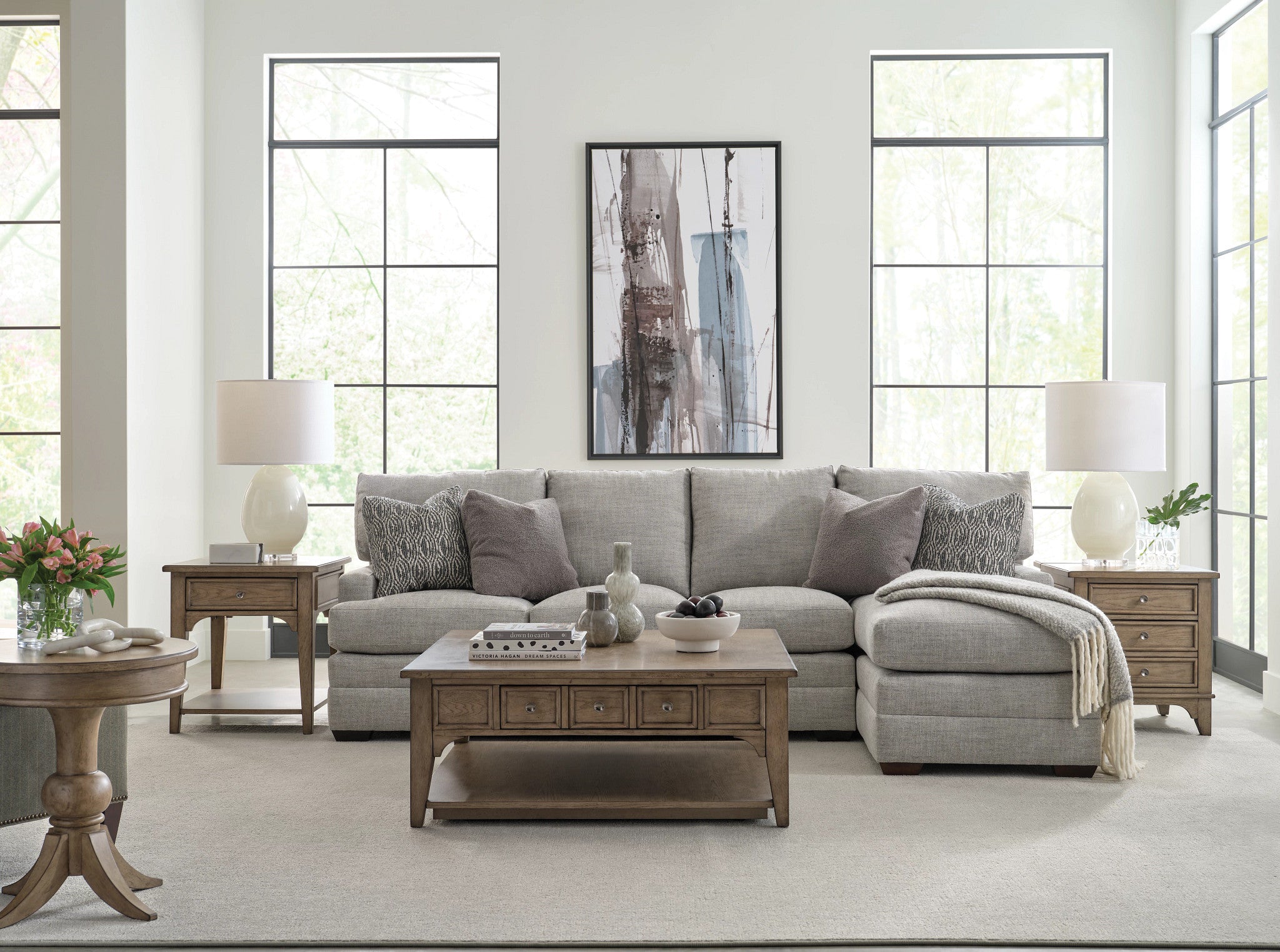 American Drew Carmine Beatrix Square Coffee Table in Latte