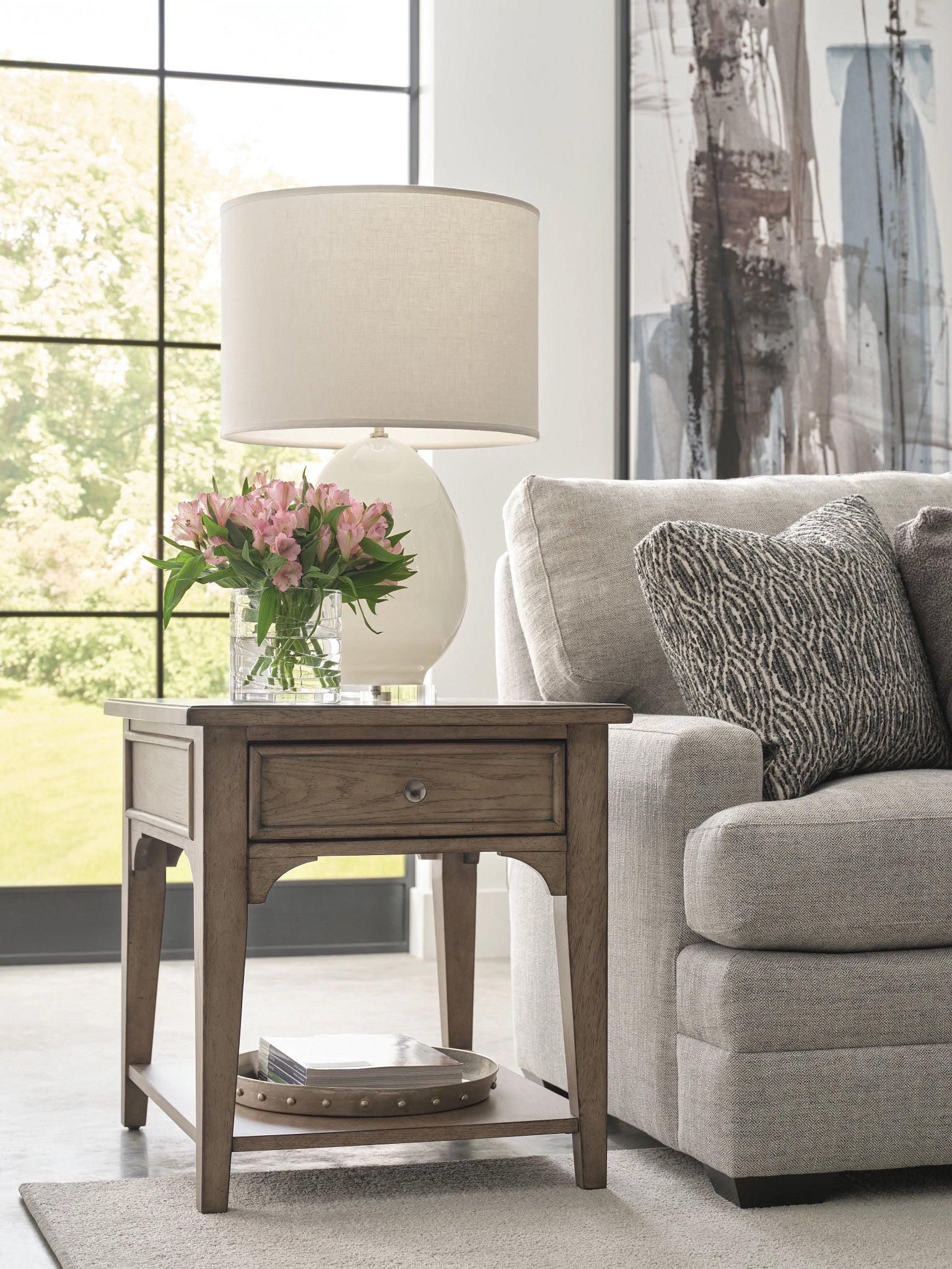 American Drew Carmine Beatrix Drawer End Table in Latte