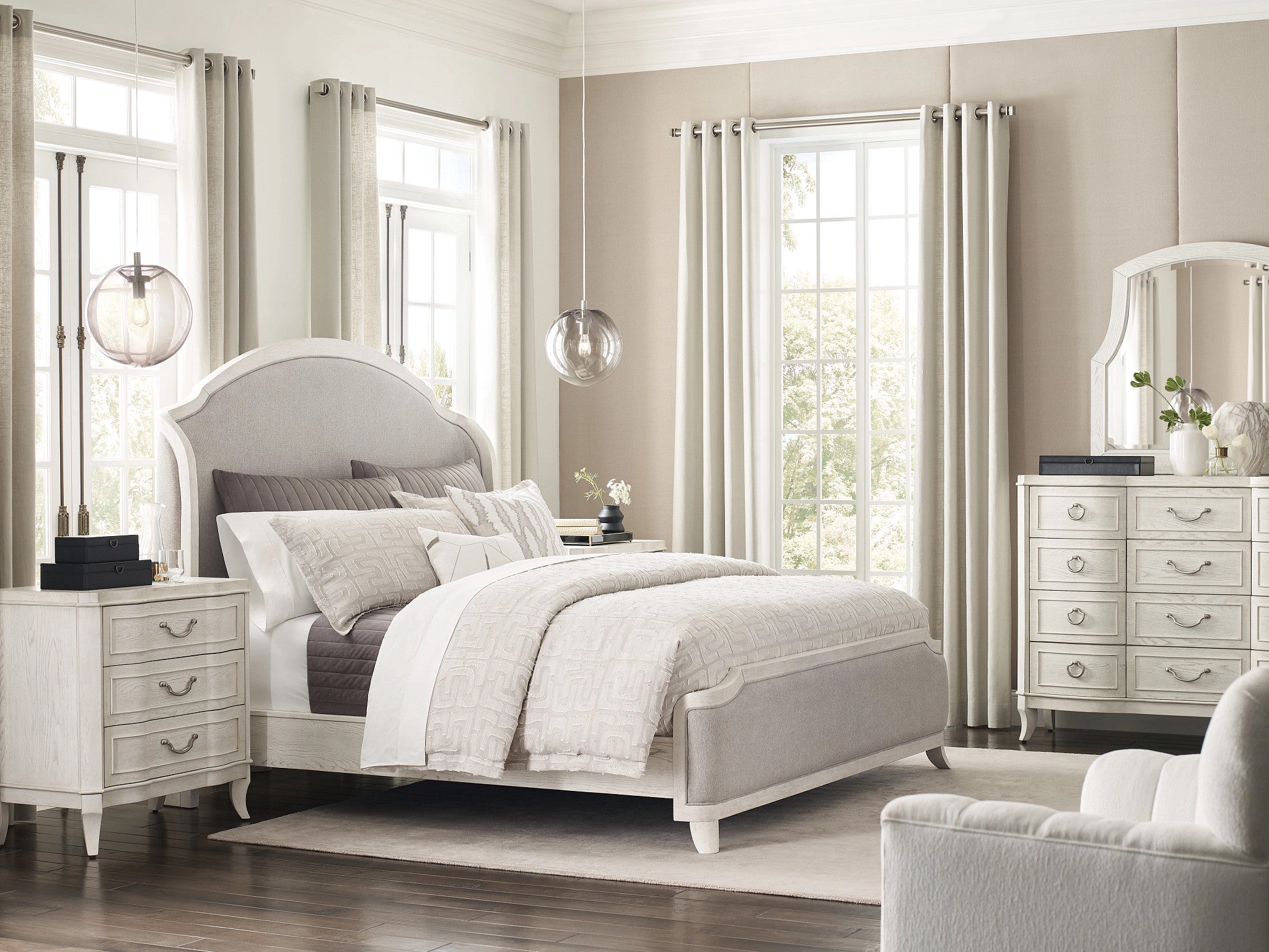 American Drew Harmony Emelie Twelve Drawer Dresser in Eggshell