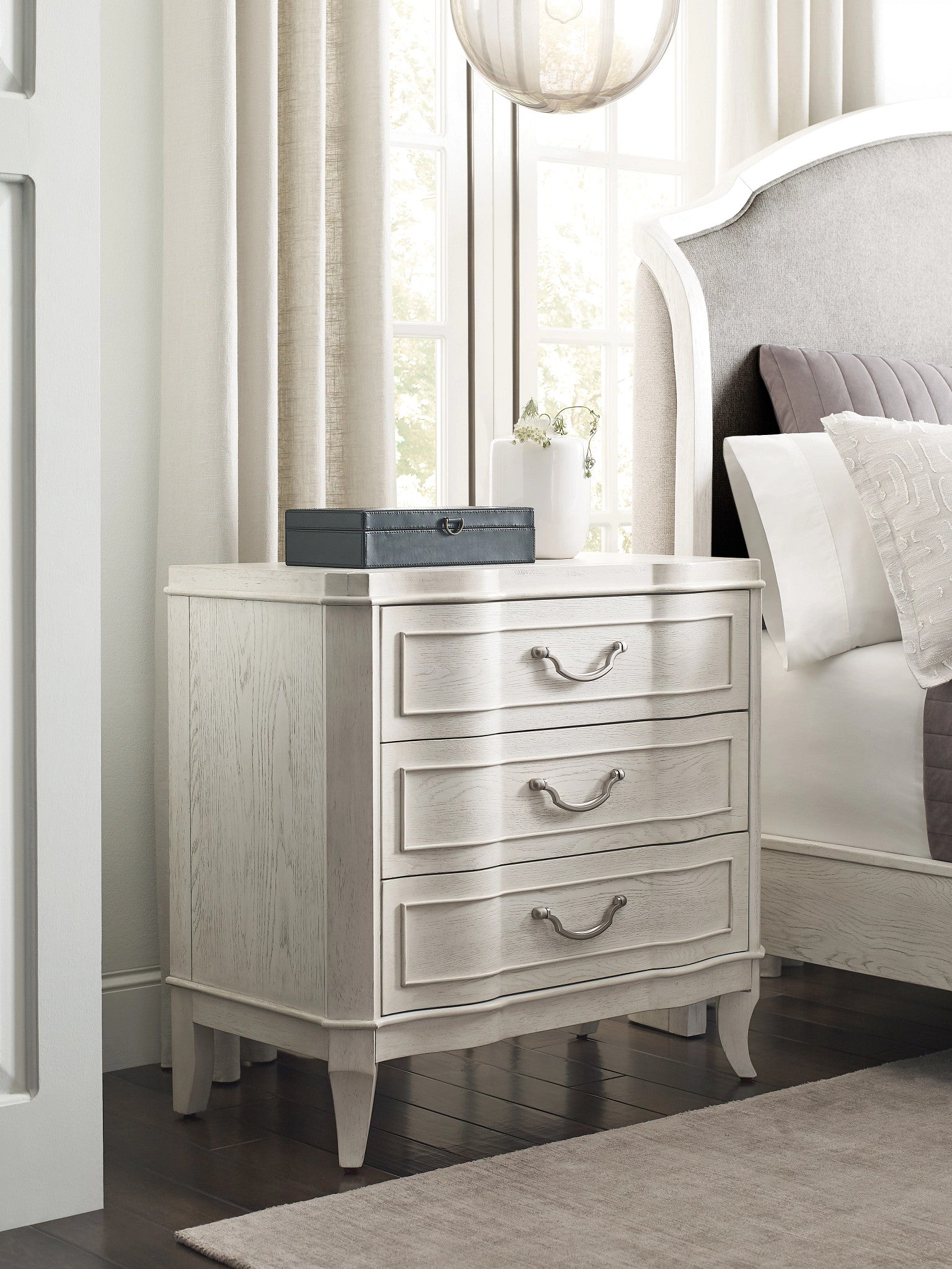 American Drew Harmony Angeline Bedside Chest in Eggshell