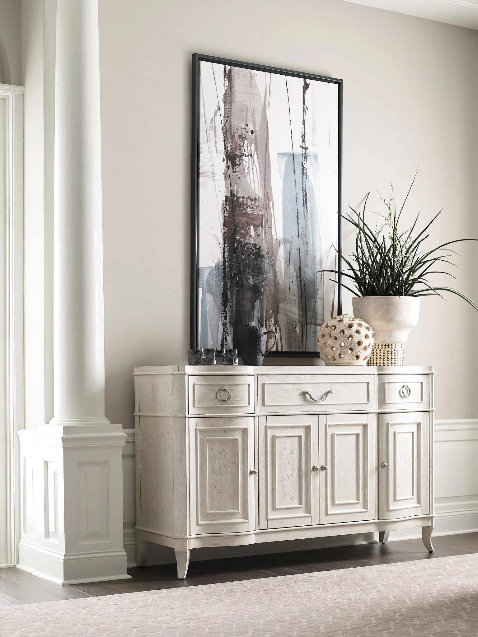 American Drew Harmony Emelie Server in Eggshell