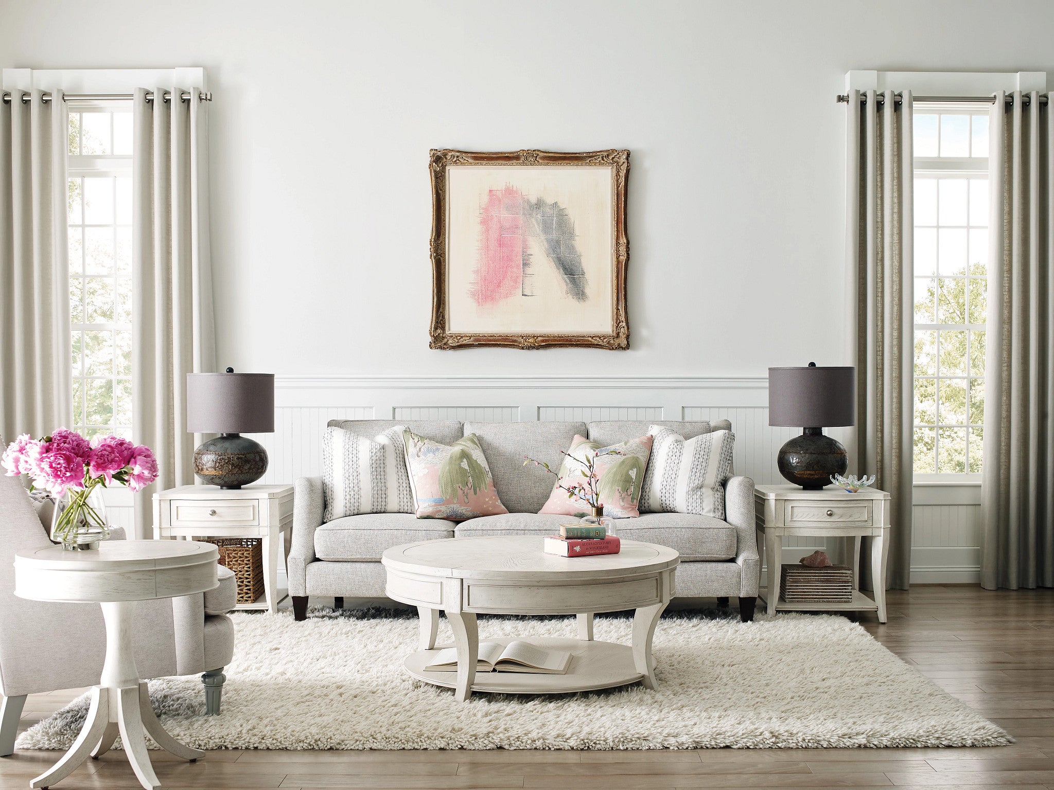 American Drew Harmony Marcella Round Coffee Table in Eggshell