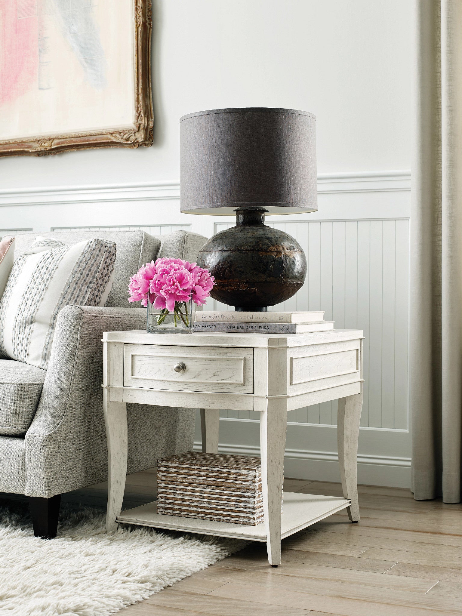 American Drew Harmony Talia Drawer End Table in Eggshell