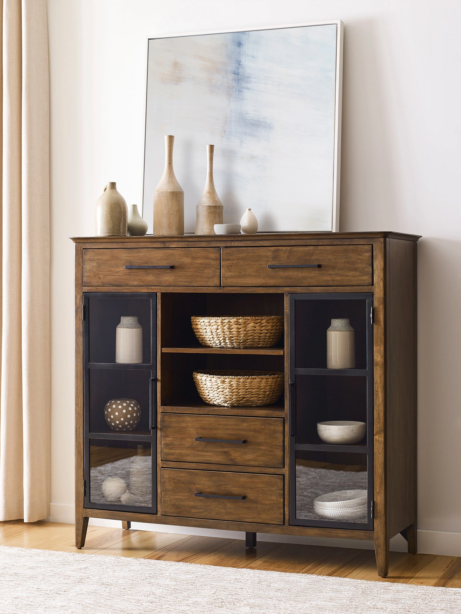 Kincaid Furniture Abode Kingsley Display Buffet in Warm Brunette