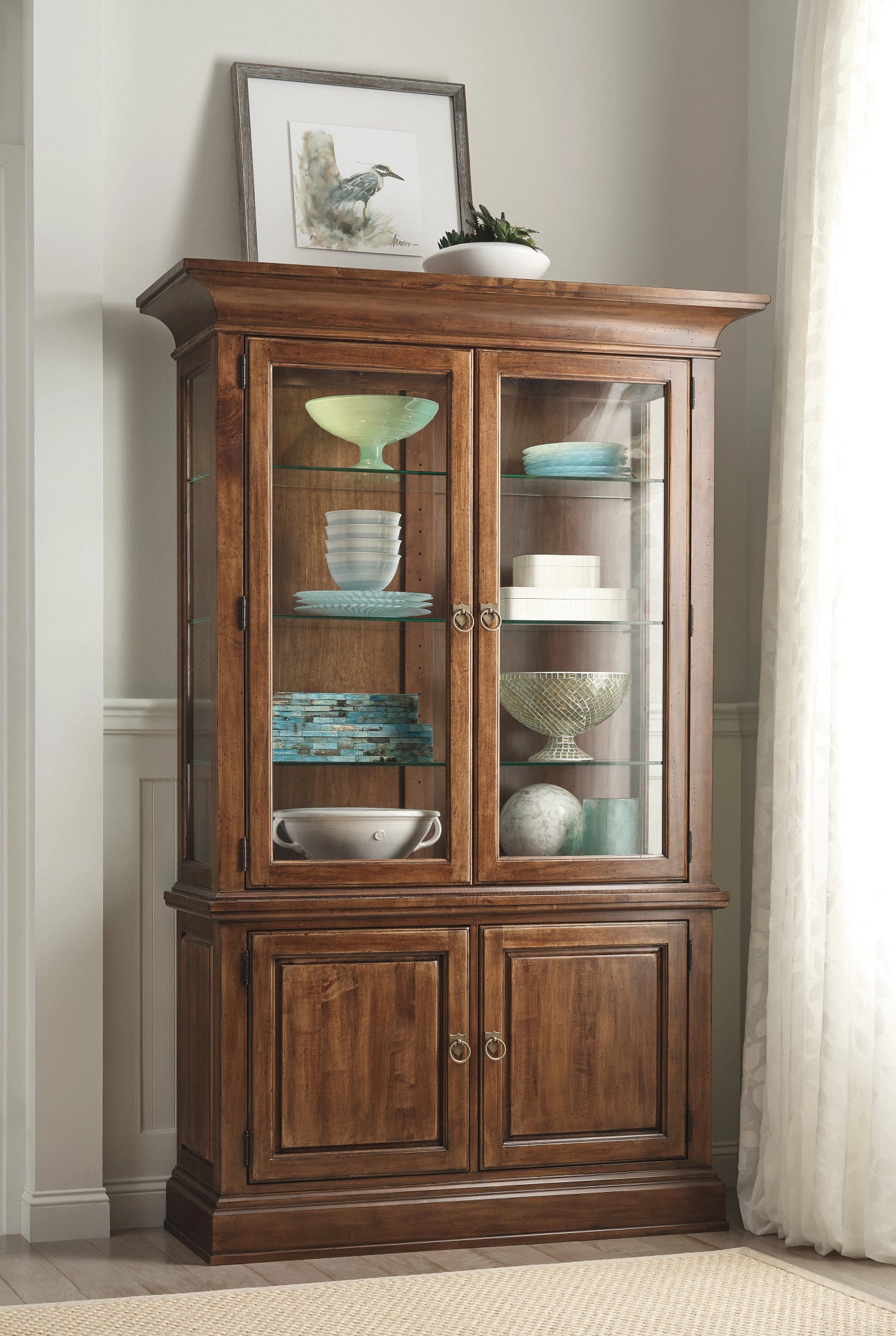 Kincaid Furniture Bridgetown Connell China in Heritage Maple