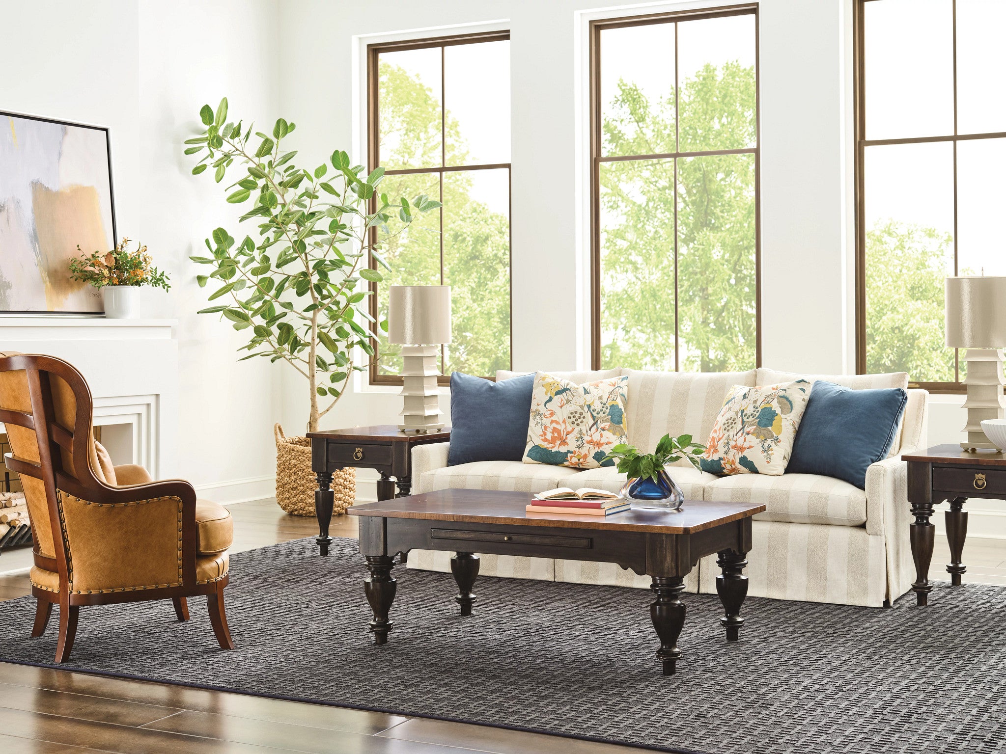 Kincaid Furniture Bridgetown Kitridge Rectangular Coffee Table in Heritage Maple/Bridgetown Black