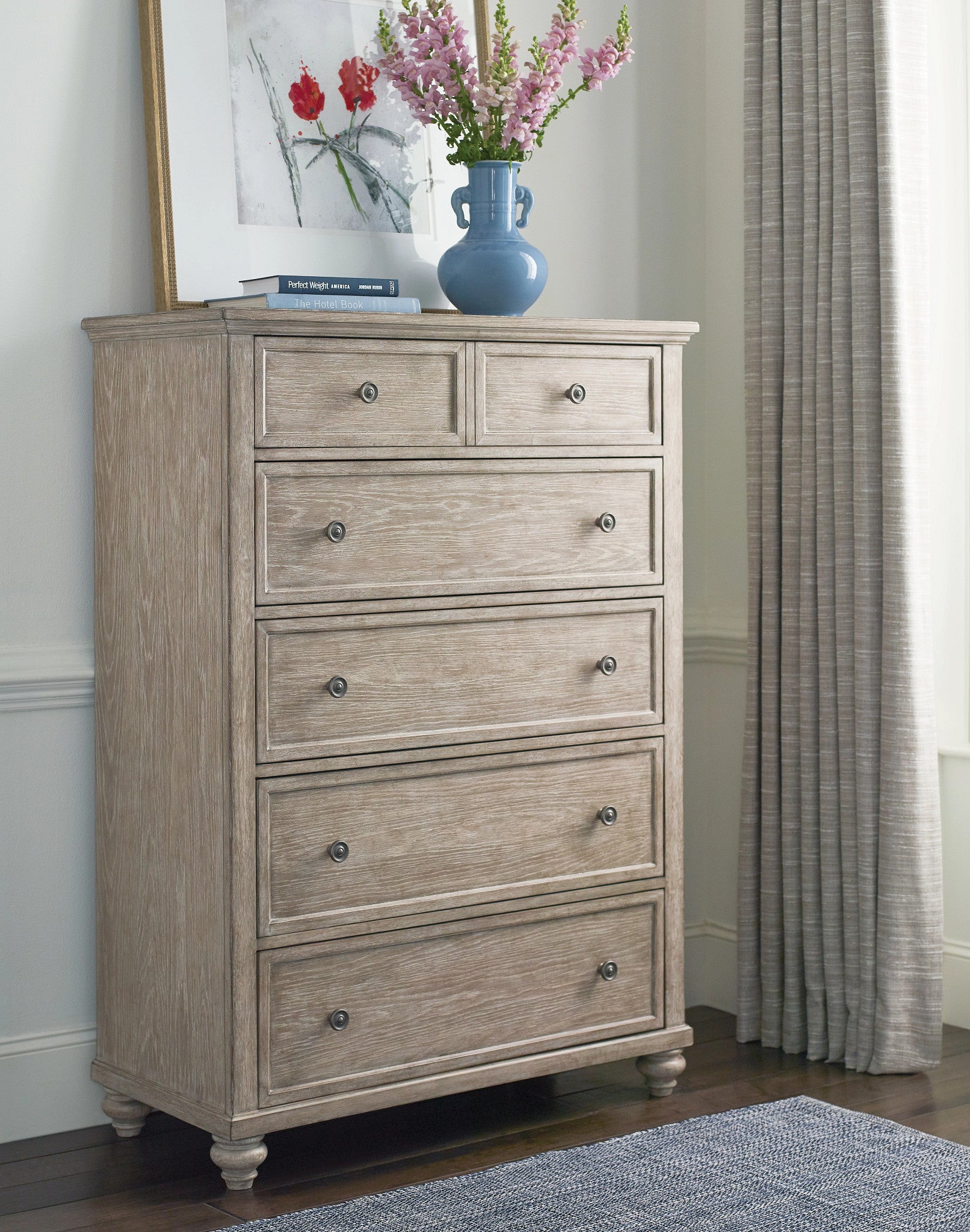 American Drew Cambric Miriam Five Drawer Chest in Breve