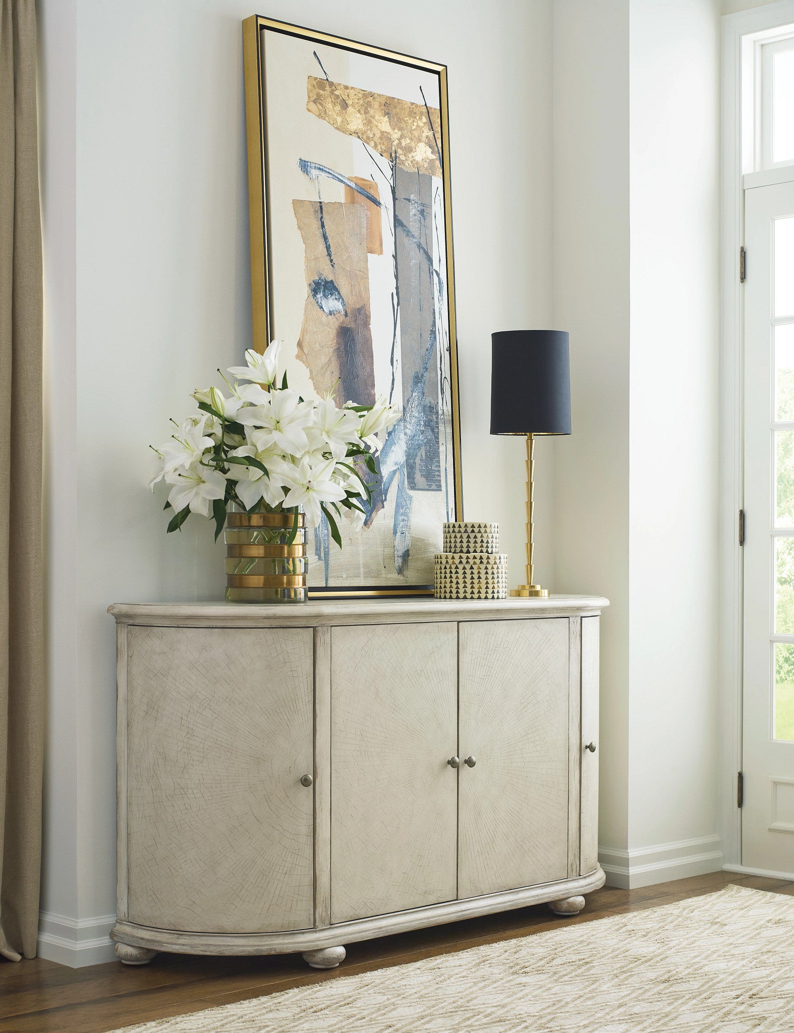 American Drew Cambric Picard Curved Buffet in Crème