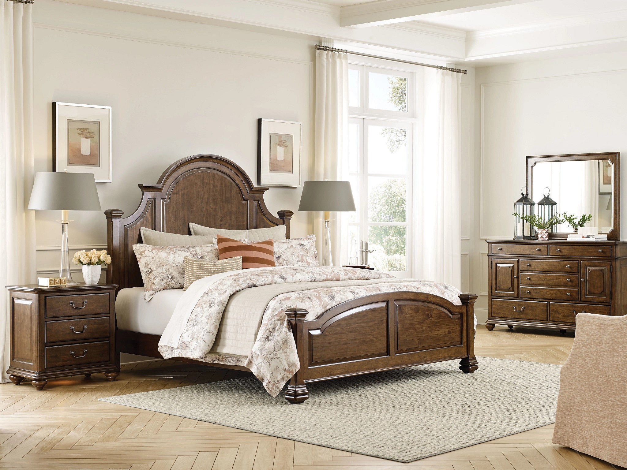 Kincaid Furniture Commonwealth Allenby Panel Bed in Warm Brunette