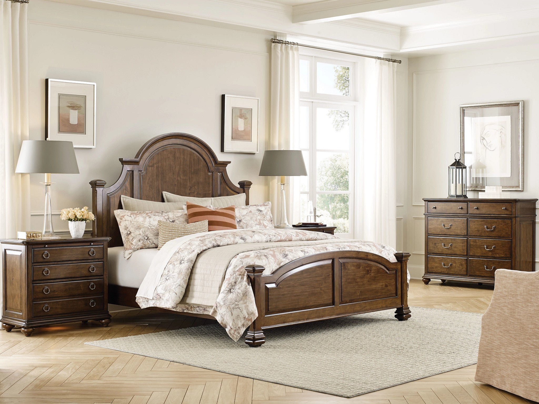 Kincaid Furniture Commonwealth Allenby Panel Bed in Warm Brunette