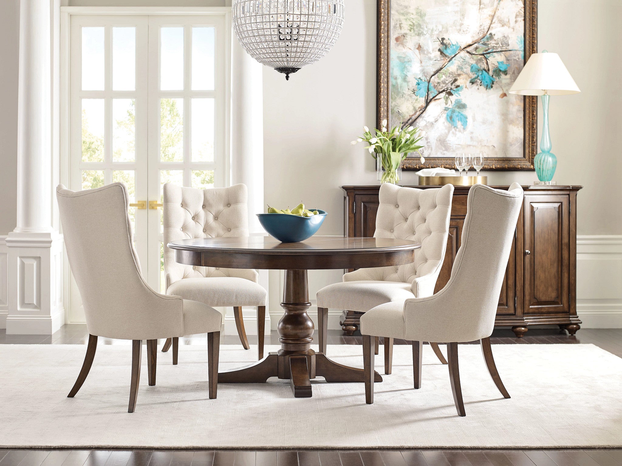 Kincaid Furniture Commonwealth Byron Round Dining Table in Warm Brunette