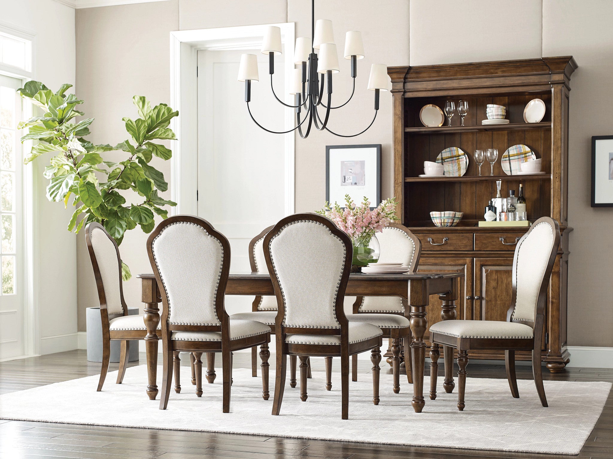 Kincaid Furniture Commonwealth Kirkman Upholstered Back Side Chair in Warm Brunette