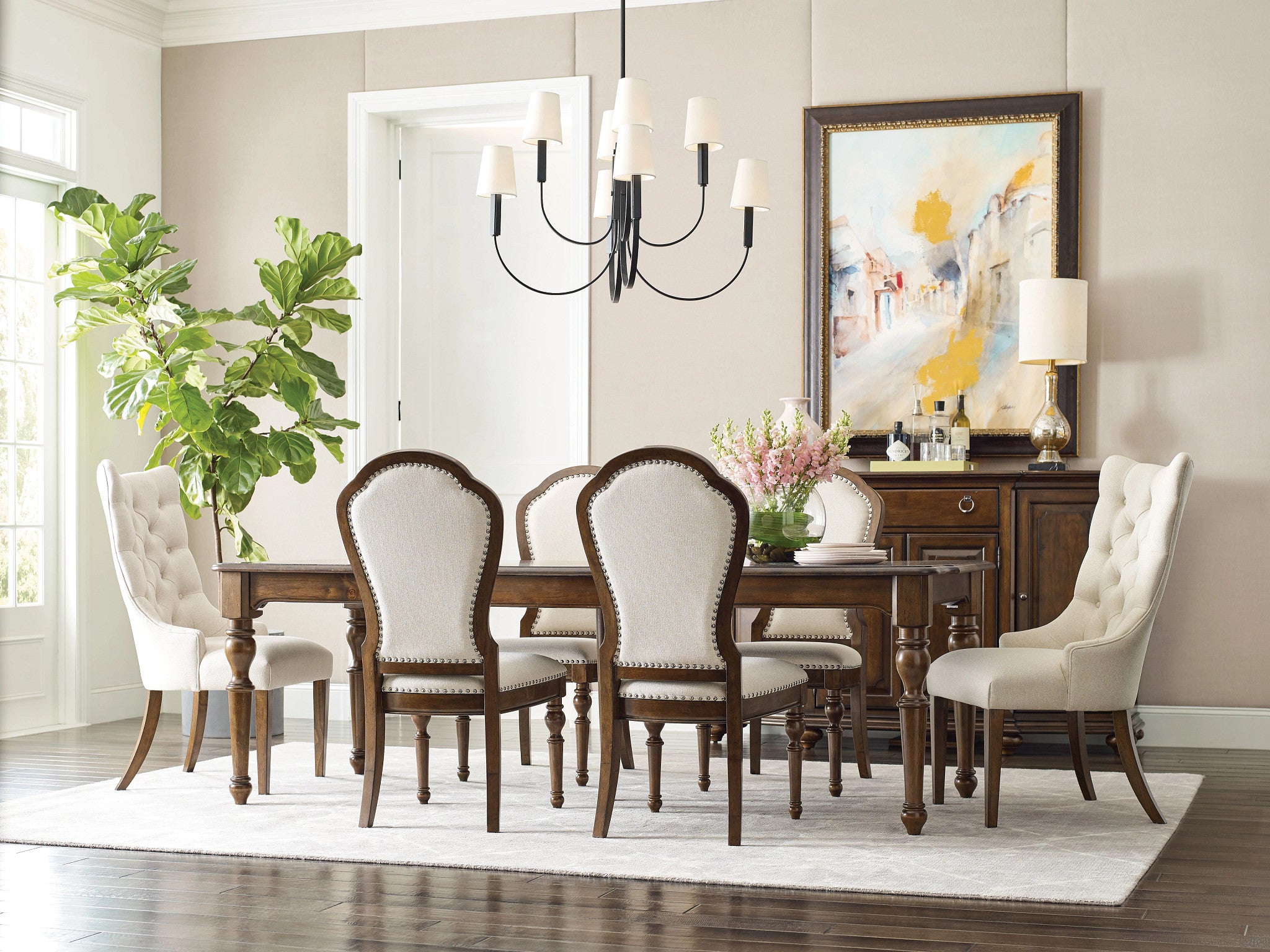 Kincaid Furniture Commonwealth Higgins Upholstered Host Chair in Warm Brunette